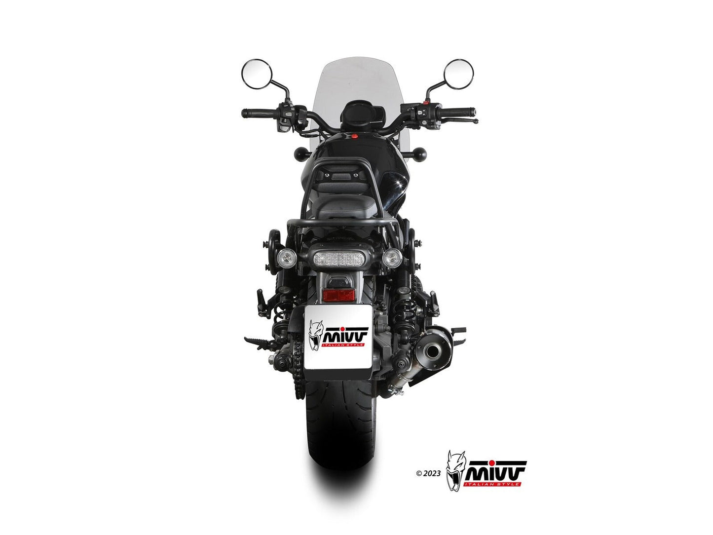 MIVV H.092 Honda CMX 1100 REBEL ( 2022+ ) Slip-on Exhaust "HR-1" (black + aluminium back; approved) – Accessories in the 2WheelsHero Motorcycle Aftermarket Accessories and Parts Online Shop