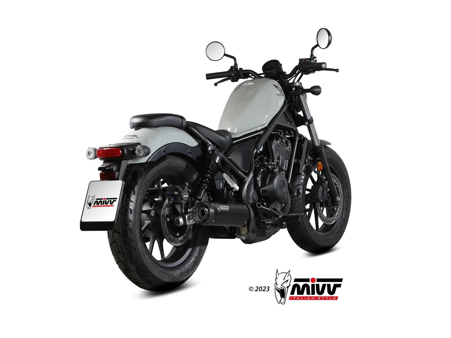 MIVV H.091 Honda CMX 500 REBEL ( 2022+ ) Slip-on Exhaust "HR-1" (black +short carbon cap back; approved) – Accessories in the 2WheelsHero Motorcycle Aftermarket Accessories and Parts Online Shop