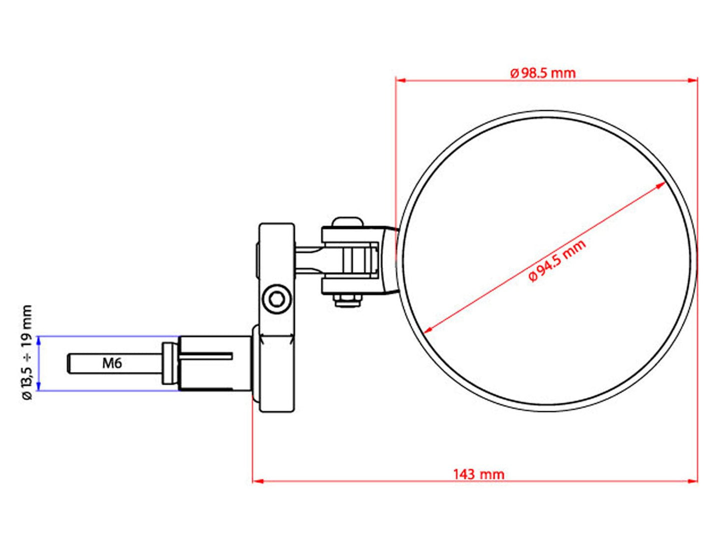MR703 - CNC RACING Bar End Mirror "Rocket" (Ø 94,5 mm; right) – Accessories in the Motodeal Motorcycle Aftermarket Accessories and Parts Online Shop