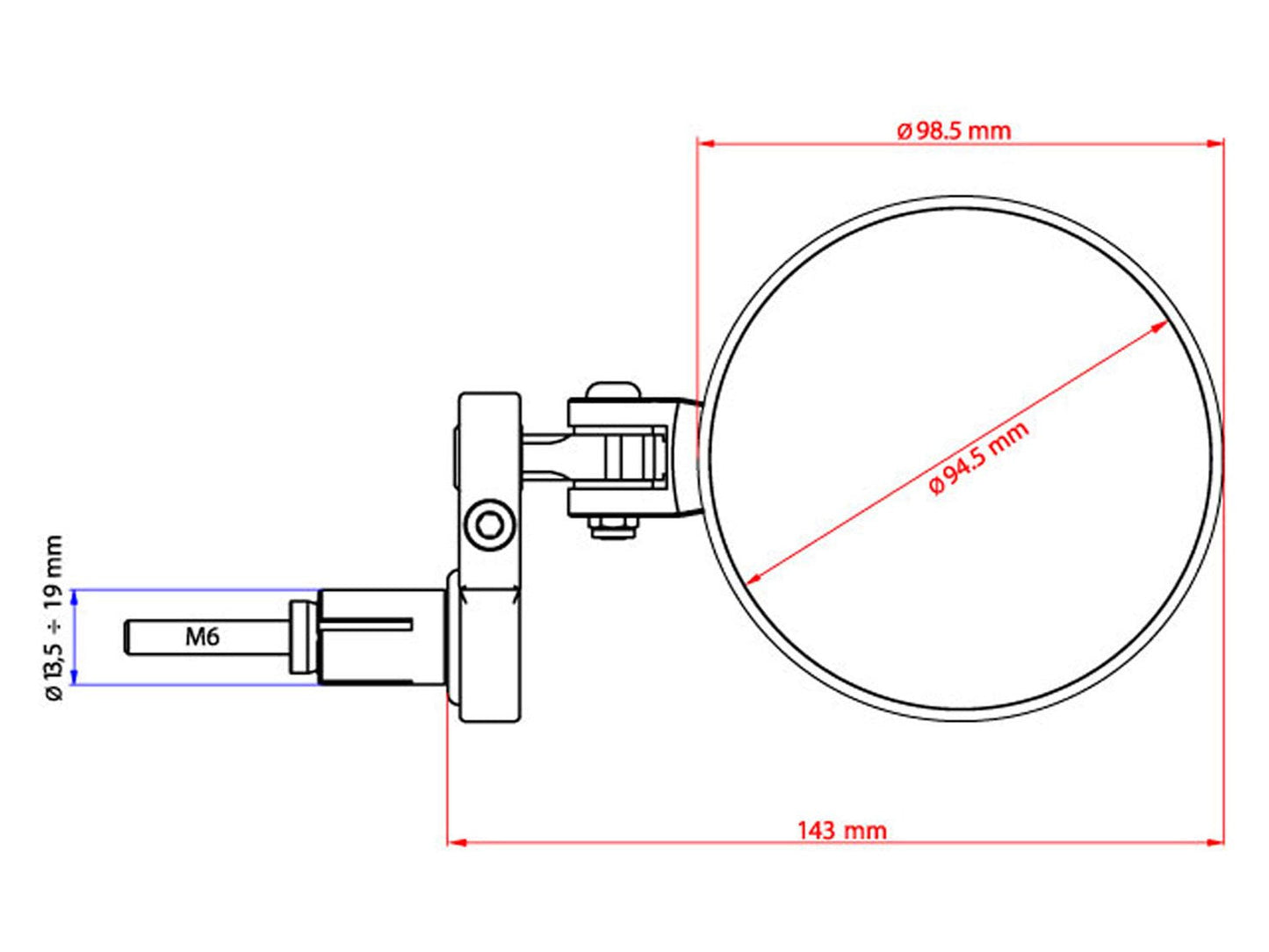 MR704 - CNC RACING Bar End Mirror "Rocket" (Ø 94,5 mm; left) – Accessories in the Motodeal Motorcycle Aftermarket Accessories and Parts Online Shop