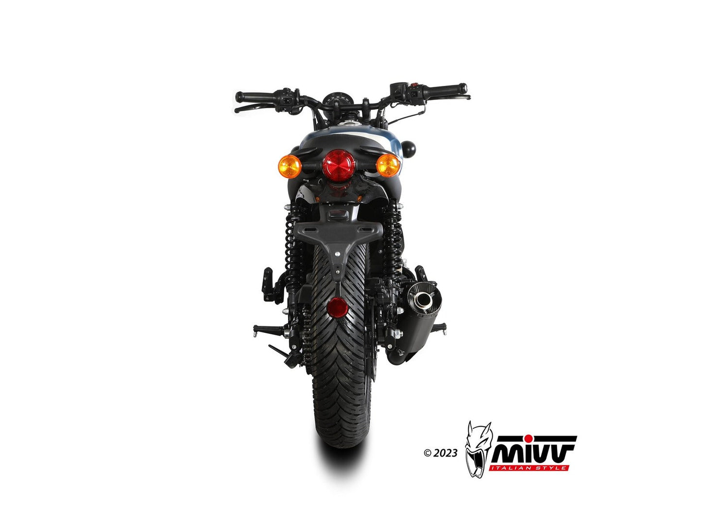 MIVV RE.005 ROYAL ENFIELD HNTR 350 ( 2022+ ) Slip-on Exhaust "HR-1" (black + short carbon back; approved) – Accessories in the 2WheelsHero Motorcycle Aftermarket Accessories and Parts Online Shop