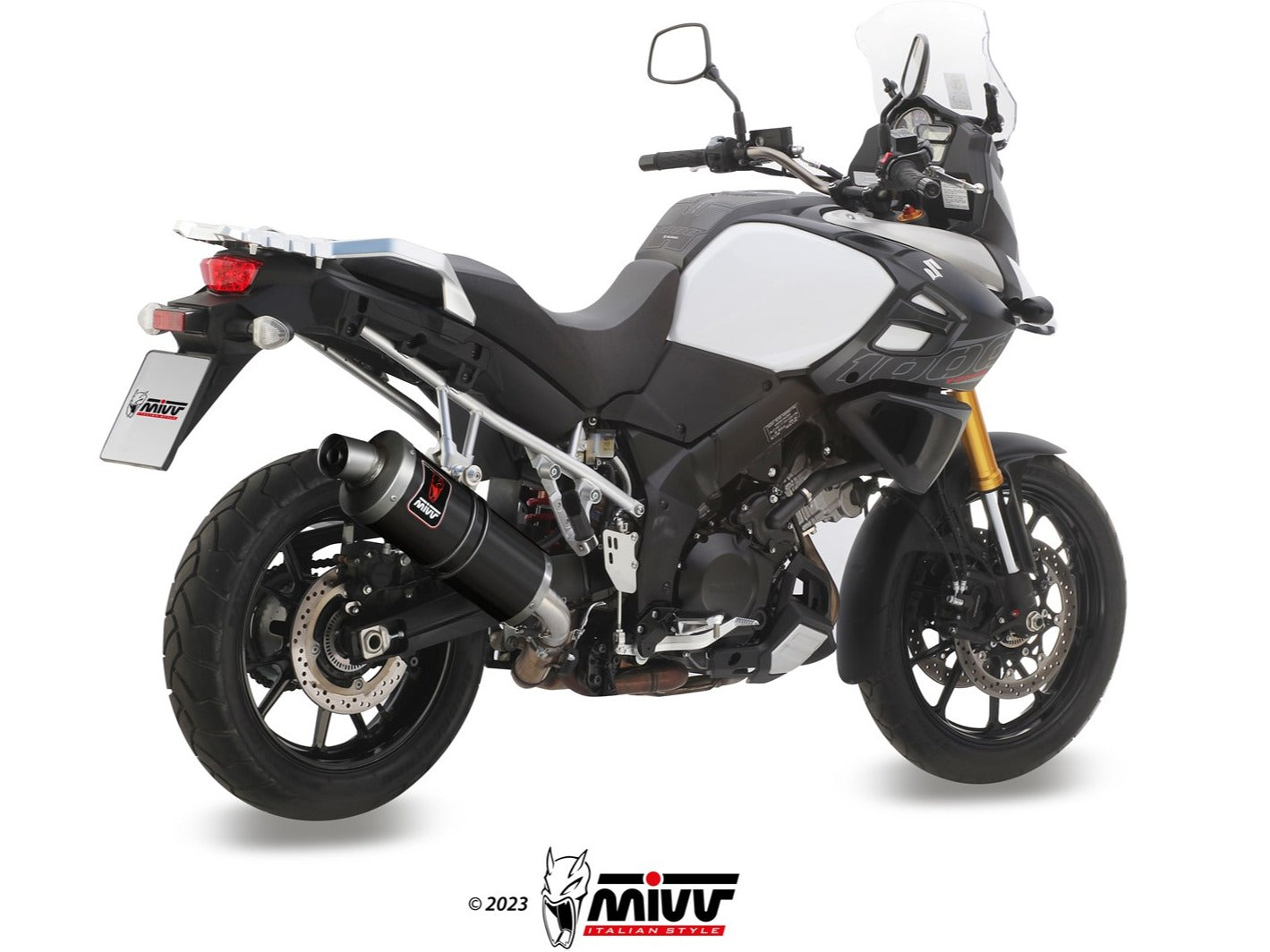 MIVV S.042 SUZUKI V-Strom 1000 ( 2014 / 20 ) Slip-on Exhaust "Dakar" (black; approved) – Accessories in the 2WheelsHero Motorcycle Aftermarket Accessories and Parts Online Shop