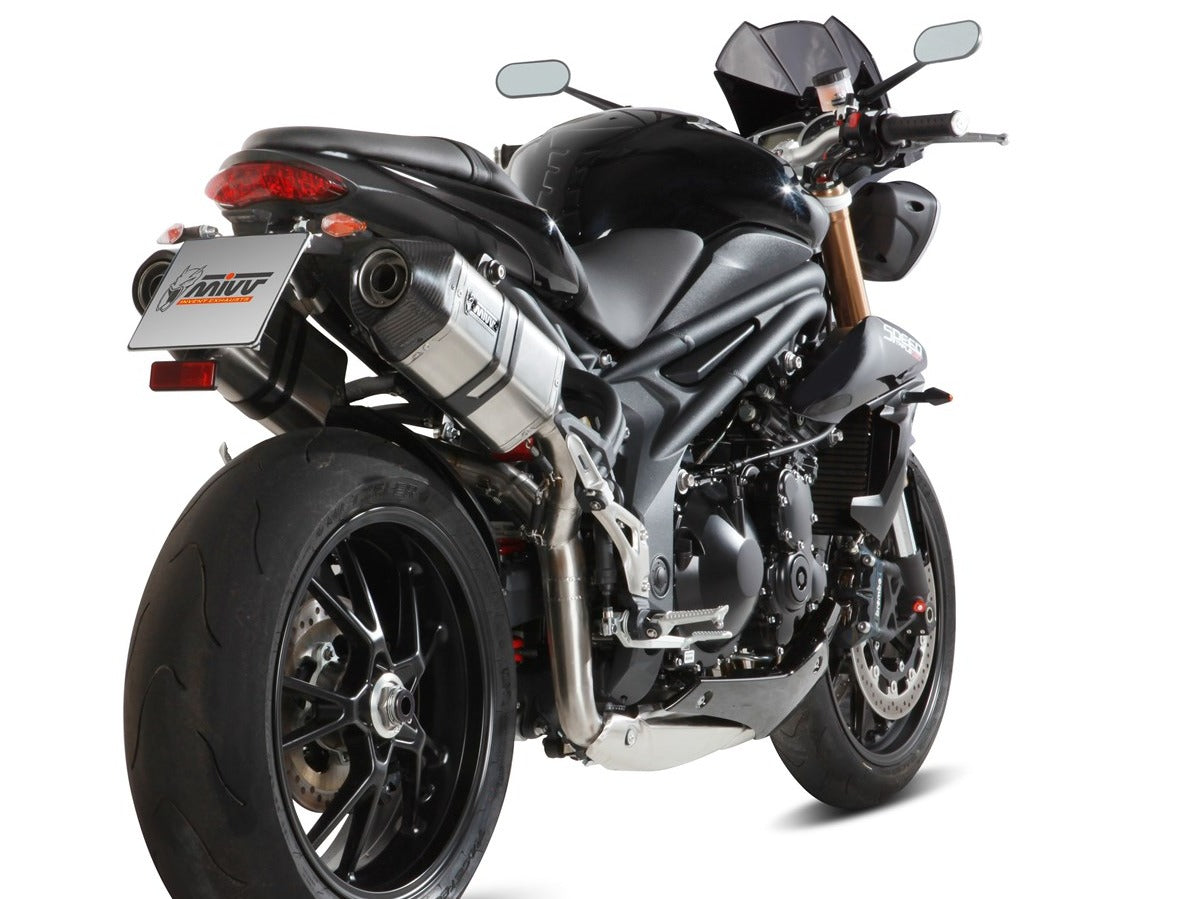 MIVV AT.012 TRIUMPH SPEED TRIPLE 1050 R / S / RS ( 2011 / 15 ) Dual Slip On High Exhaust "Speed Edge" (stainless steel; approved) – Accessories in the 2WheelsHero Motorcycle Aftermarket Accessories and Parts Online Shop