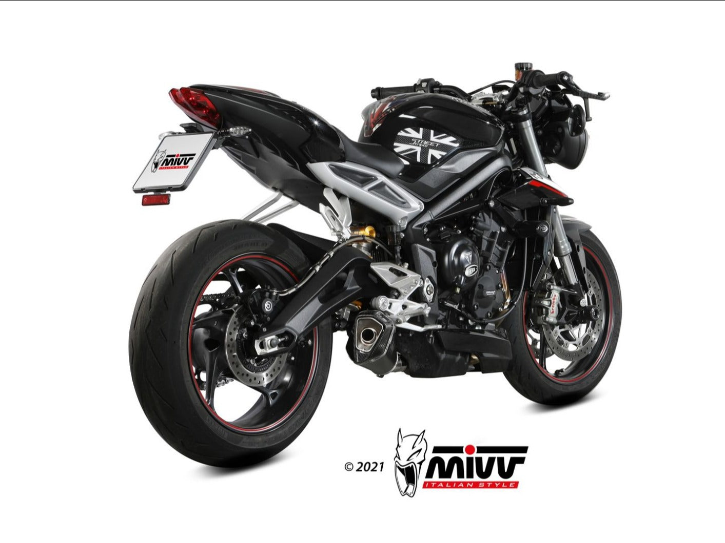 MIVV T.019 TRIUMPH STREET TRIPLE 660 S / 765 R / RS ( 2017 / 22 ) Slip On Exhaust "Delta Race" (black; approved) – Accessories in the 2WheelsHero Motorcycle Aftermarket Accessories and Parts Online Shop
