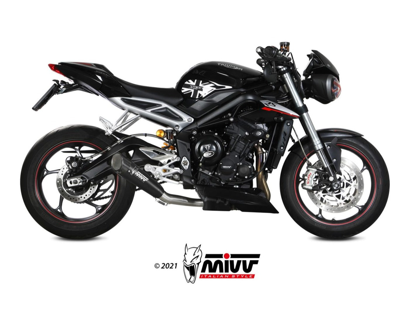 MIVV T.019 TRIUMPH STREET TRIPLE 660 S / 765 R / RS ( 2017 / 22 ) Slip On Exhaust "X-M5" (black; not approved) – Accessories in the 2WheelsHero Motorcycle Aftermarket Accessories and Parts Online Shop