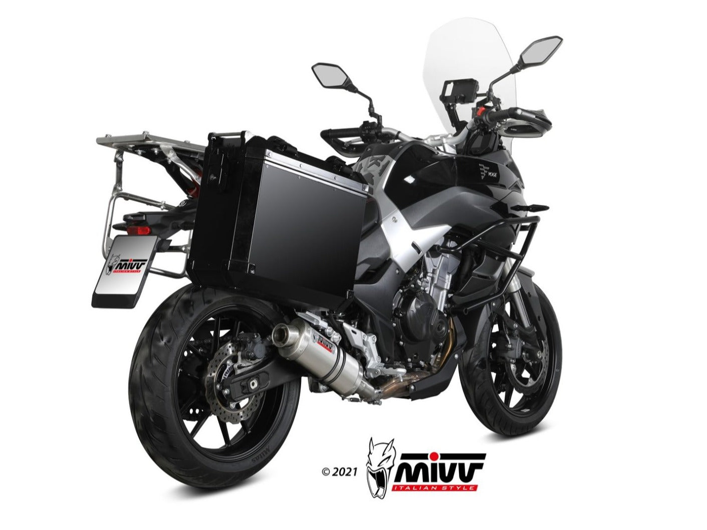 MIVV VO.001 VOGE VALICO 500 DS / DSX ( 2021+ ) Slip-on Exhaust "Oval" (stainless steel; approved) – Accessories in the 2WheelsHero Motorcycle Aftermarket Accessories and Parts Online Shop