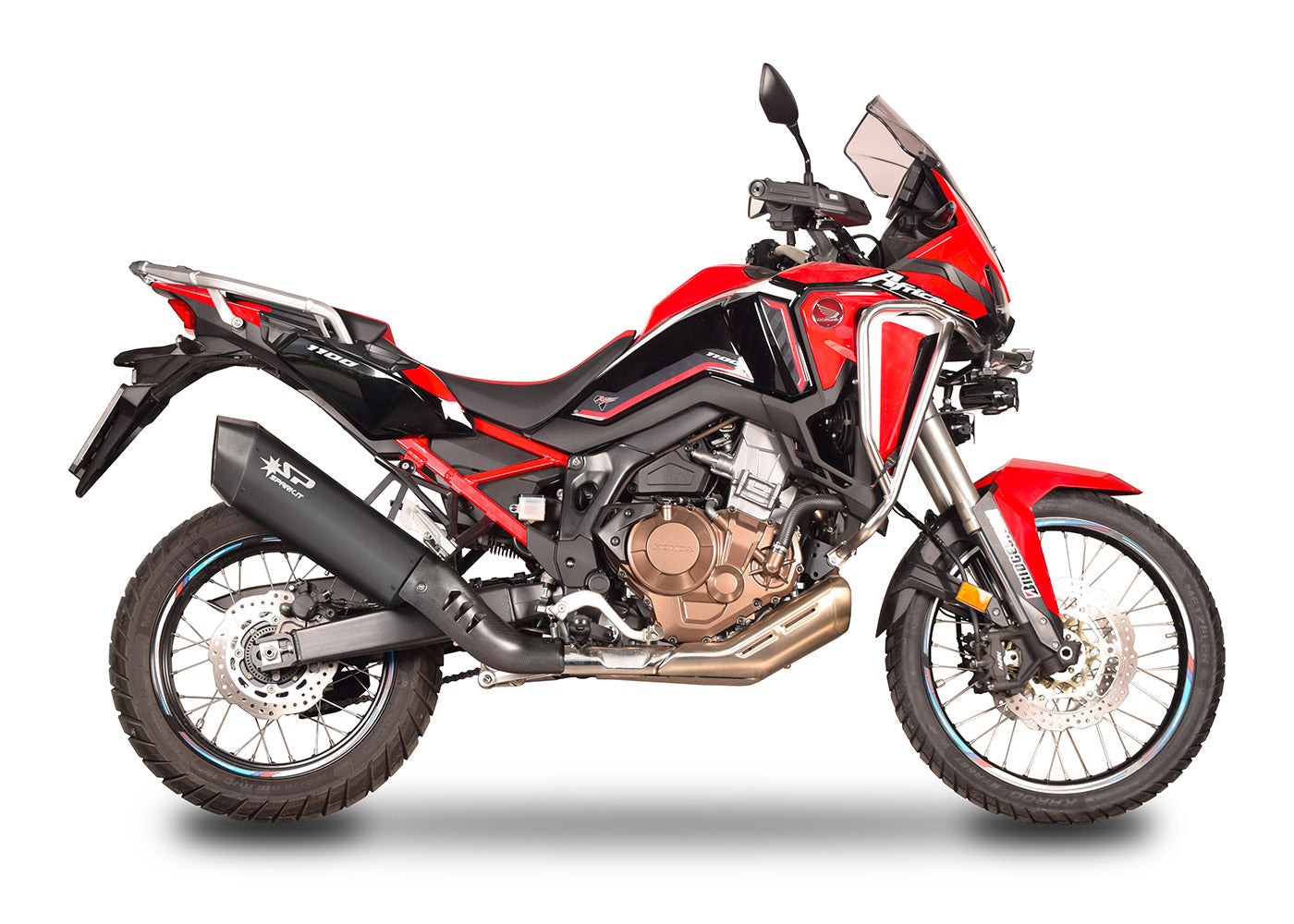 SPARK GHO1702 Honda CRF1100L Africa Twin (2020+) Slip-on Exhaust "Fighter" (approved; black titanium)