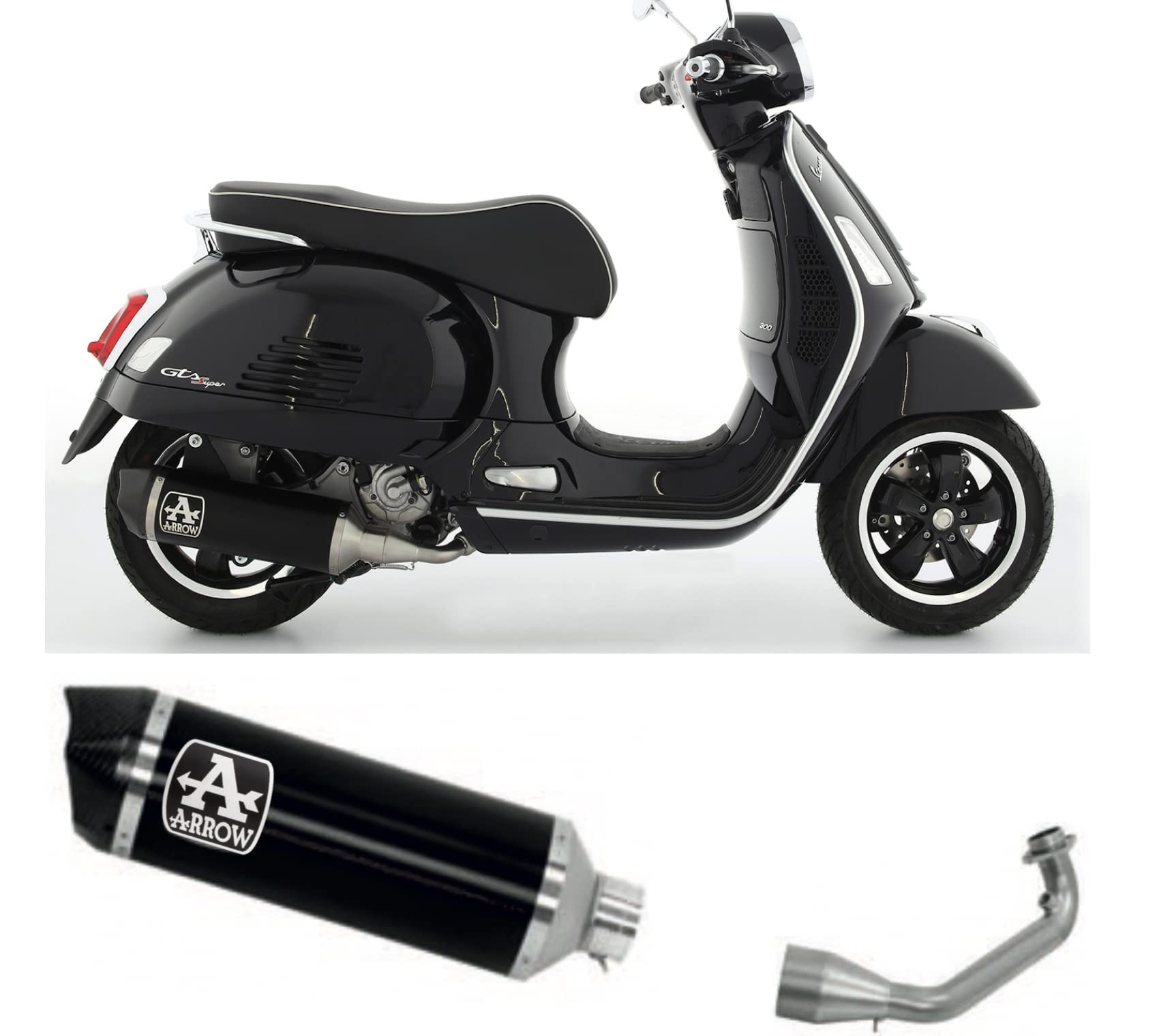 ARROW 53083MI+53536AKN Piaggio Vespa GTS300 (2021+) Aluminum Full Exhaust System "Competition Evo Pista" (racing) – Accessories in the 2WheelsHero Motorcycle Aftermarket Accessories and Parts Online Shop