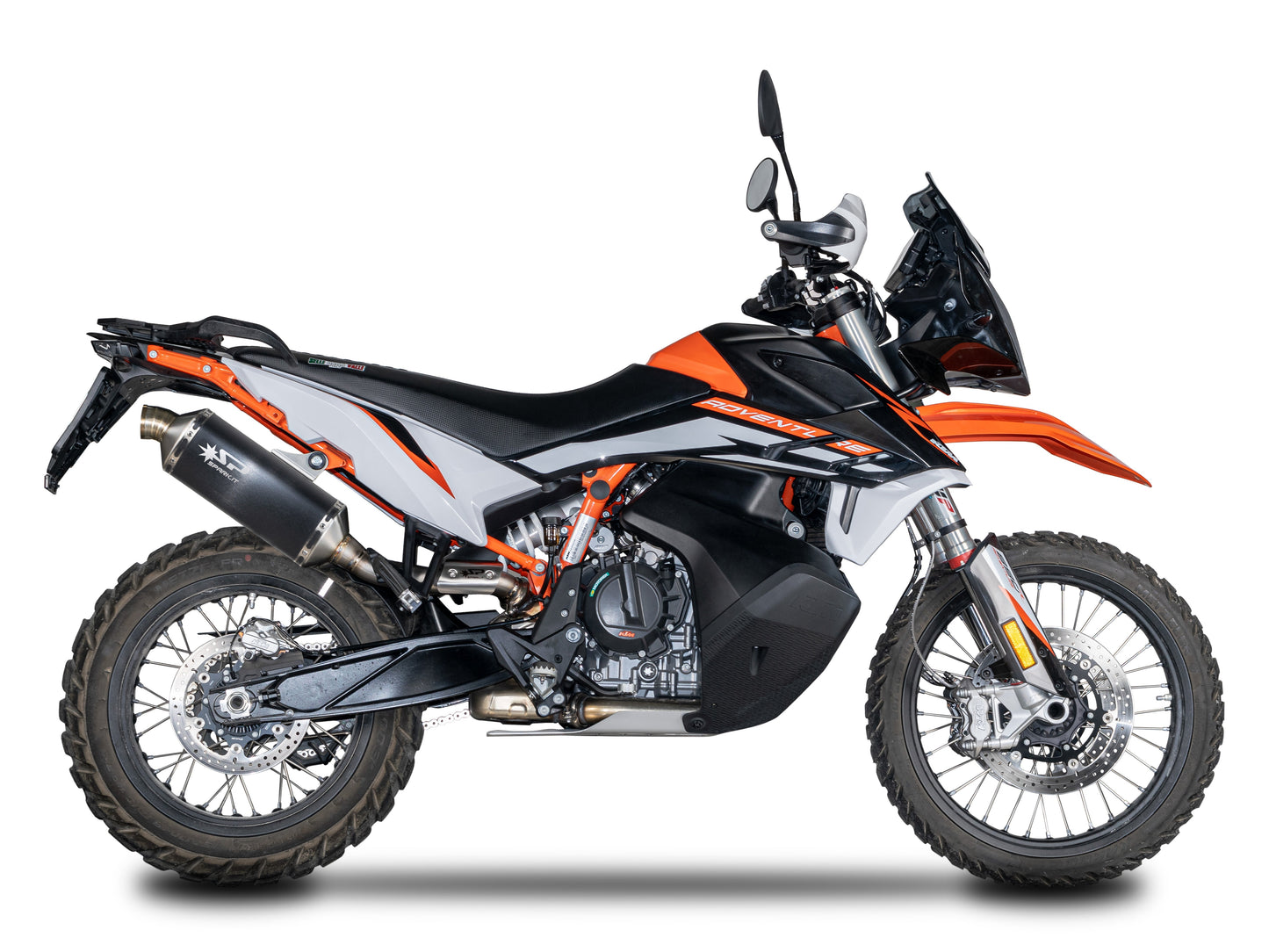 SPARK GKT0501 KTM 890 / 790 Adventure (2022+) Slip-on Exhaust "Dakar" (EURO 5; dark stainless steel)