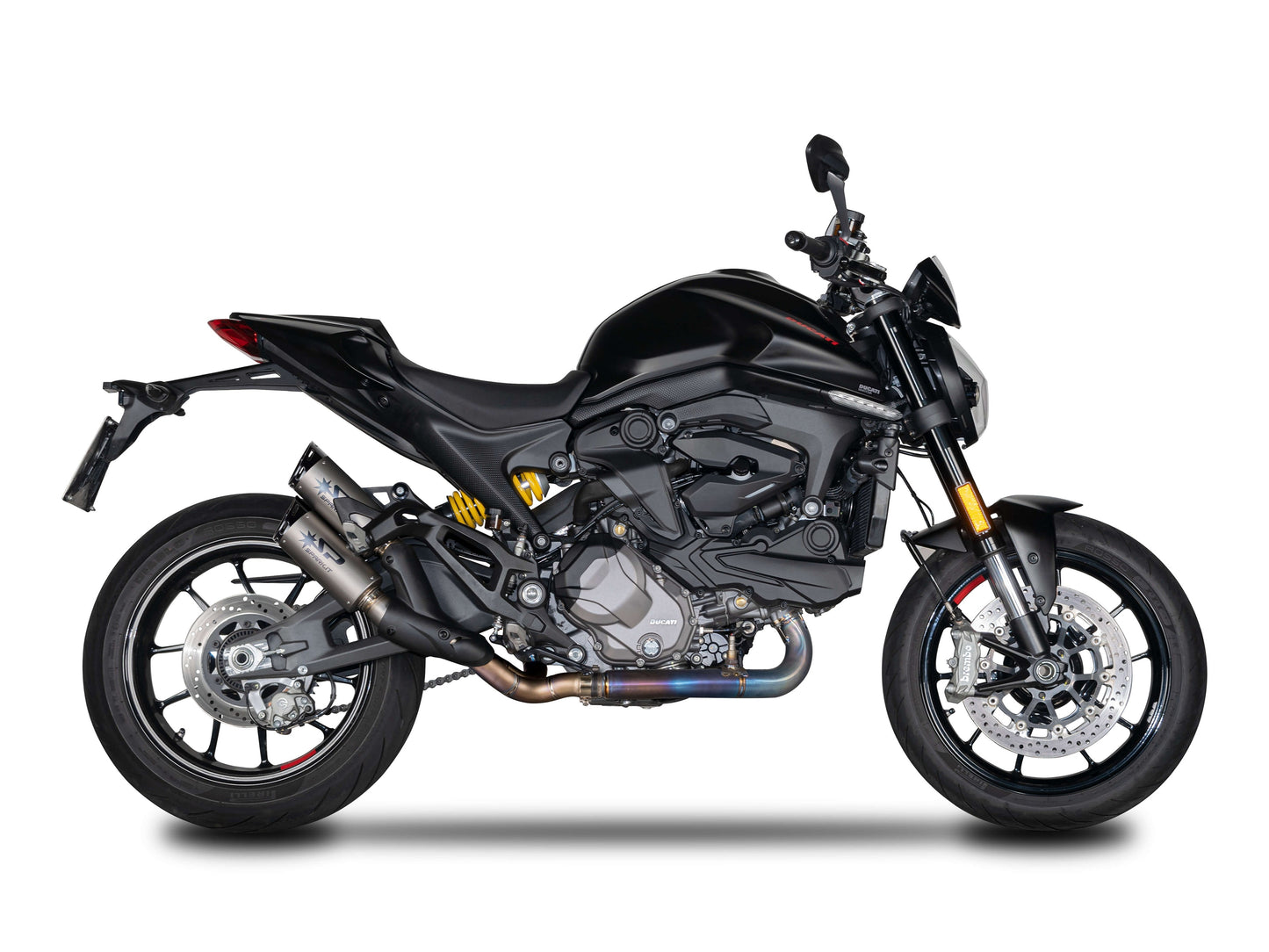 SPARK GDU0839 Ducati Monster 950 / 937 (2021+) Titanium Slip-on Exhaust "DYNO" (EU homologated; black end caps)