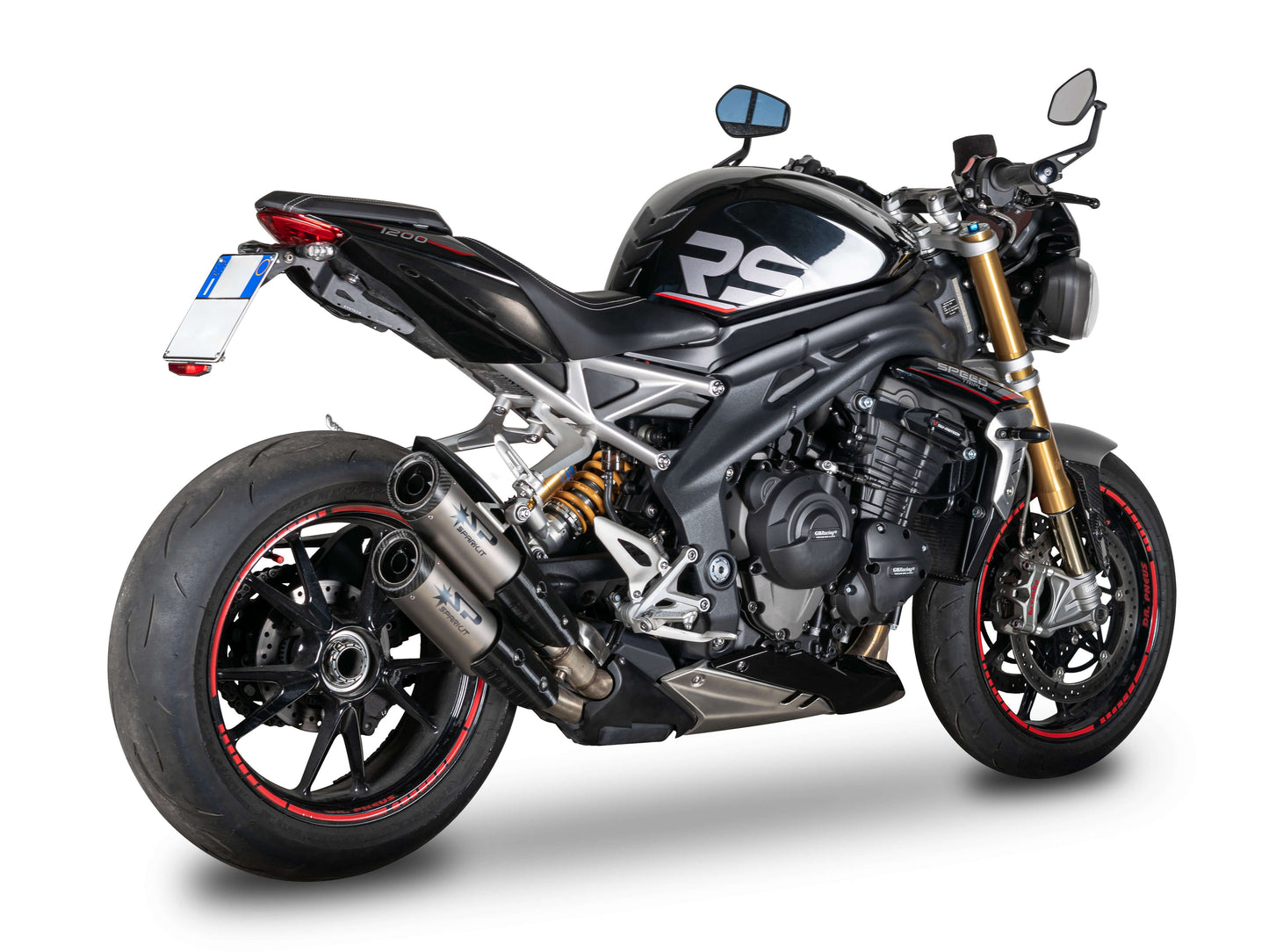 SPARK GTR0104 Triumph Speed Triple 1200RR / 1200RS (2021+) Titanium Slip-on Exhaust "Dyno" (EU Homologated; carbon end caps)