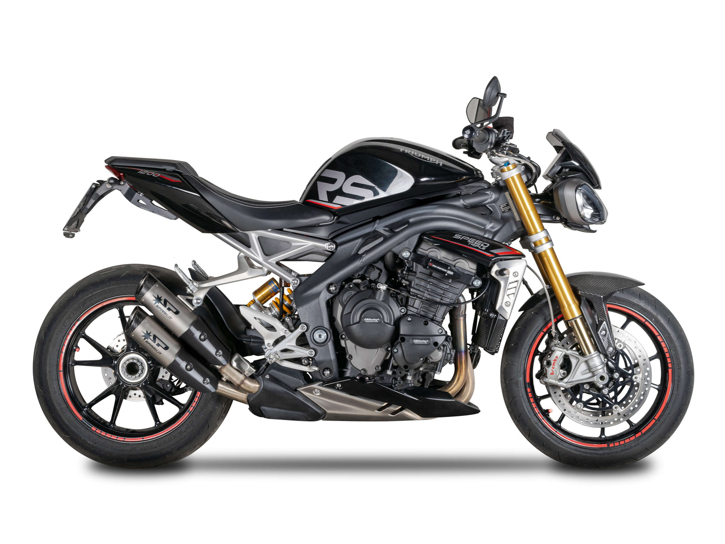 SPARK GTR0104 Triumph Speed Triple 1200RR / 1200RS (2021+) Titanium Slip-on Exhaust "Dyno" (EU Homologated; carbon end caps)