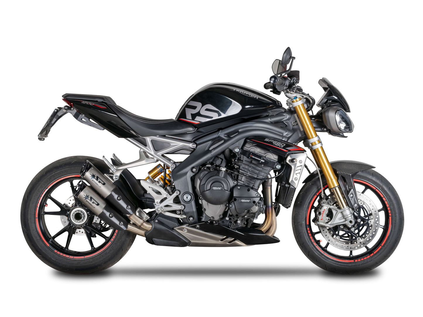 SPARK GTR0104 Triumph Speed Triple 1200RR / 1200RS (2021+) Titanium Slip-on Exhaust "Dyno" (EU Homologated; black end caps)