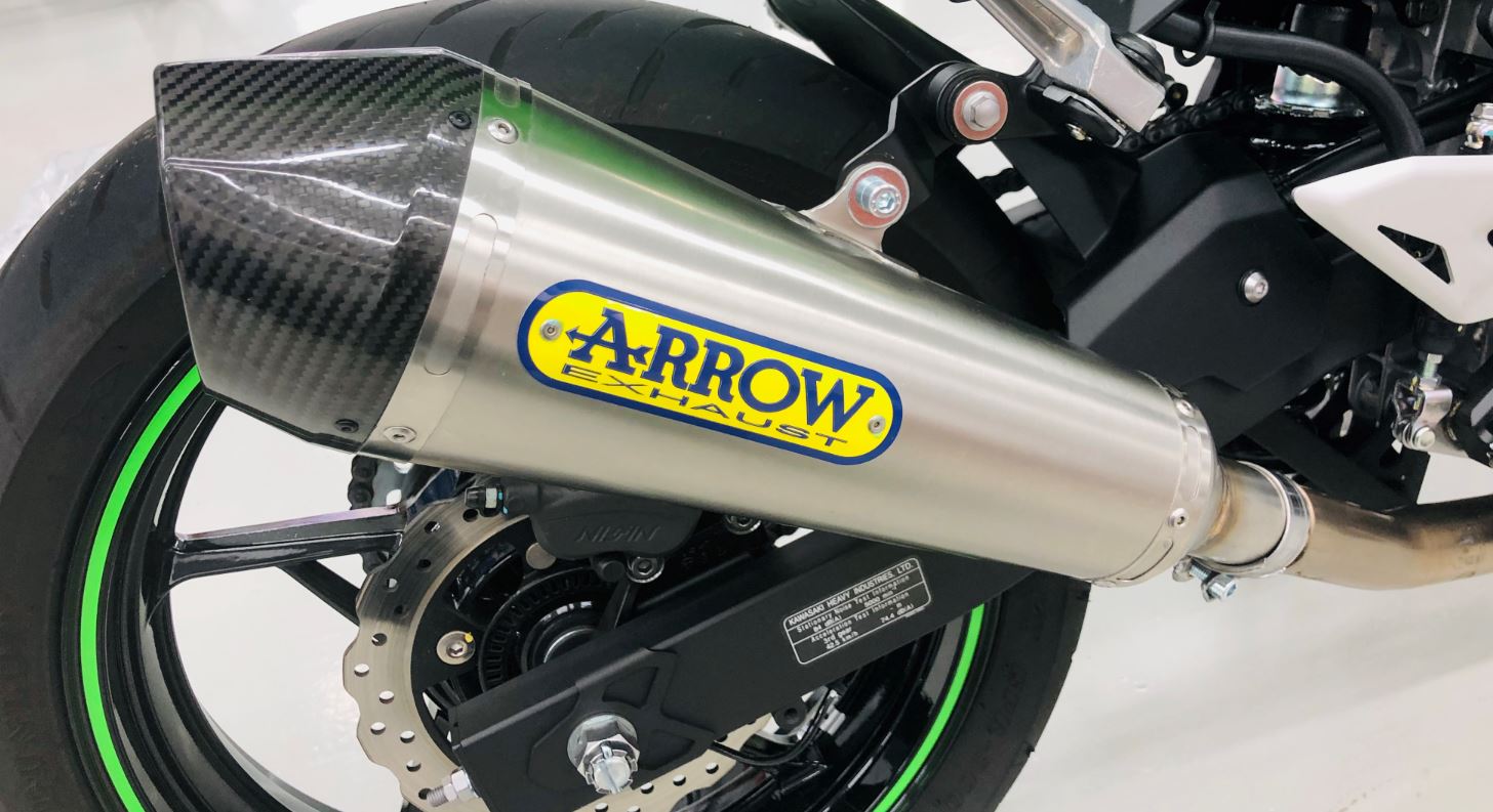 ARROW 71874XKI Kawasaki Ninja 400 (2018+) Steel Slip-on Exhaust "X Kone" – Accessories in the 2WheelsHero Motorcycle Aftermarket Accessories and Parts Online Shop