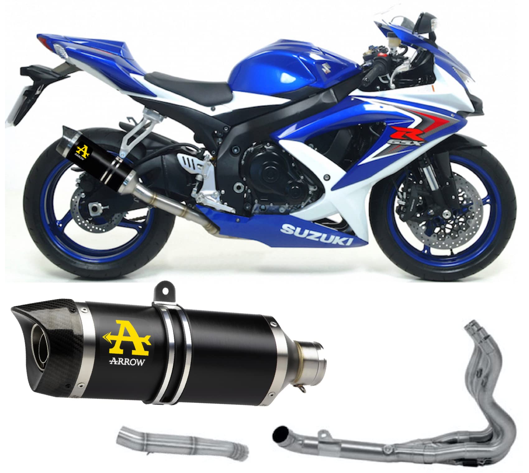 ARROW 71729AKN+71382MI+71334MI Suzuki GSXR600 (2008+) Aluminum Full Exhaust System "Competition Evo Street Thunder" – Accessories in the 2WheelsHero Motorcycle Aftermarket Accessories and Parts Online Shop