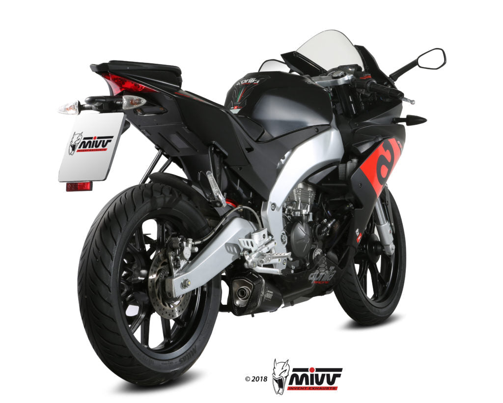 MIVV A.011 Aprilia RS125 (17/20) Slip-on Exhaust "Delta Race" (black; approved) – Accessories in the 2WheelsHero Motorcycle Aftermarket Accessories and Parts Online Shop