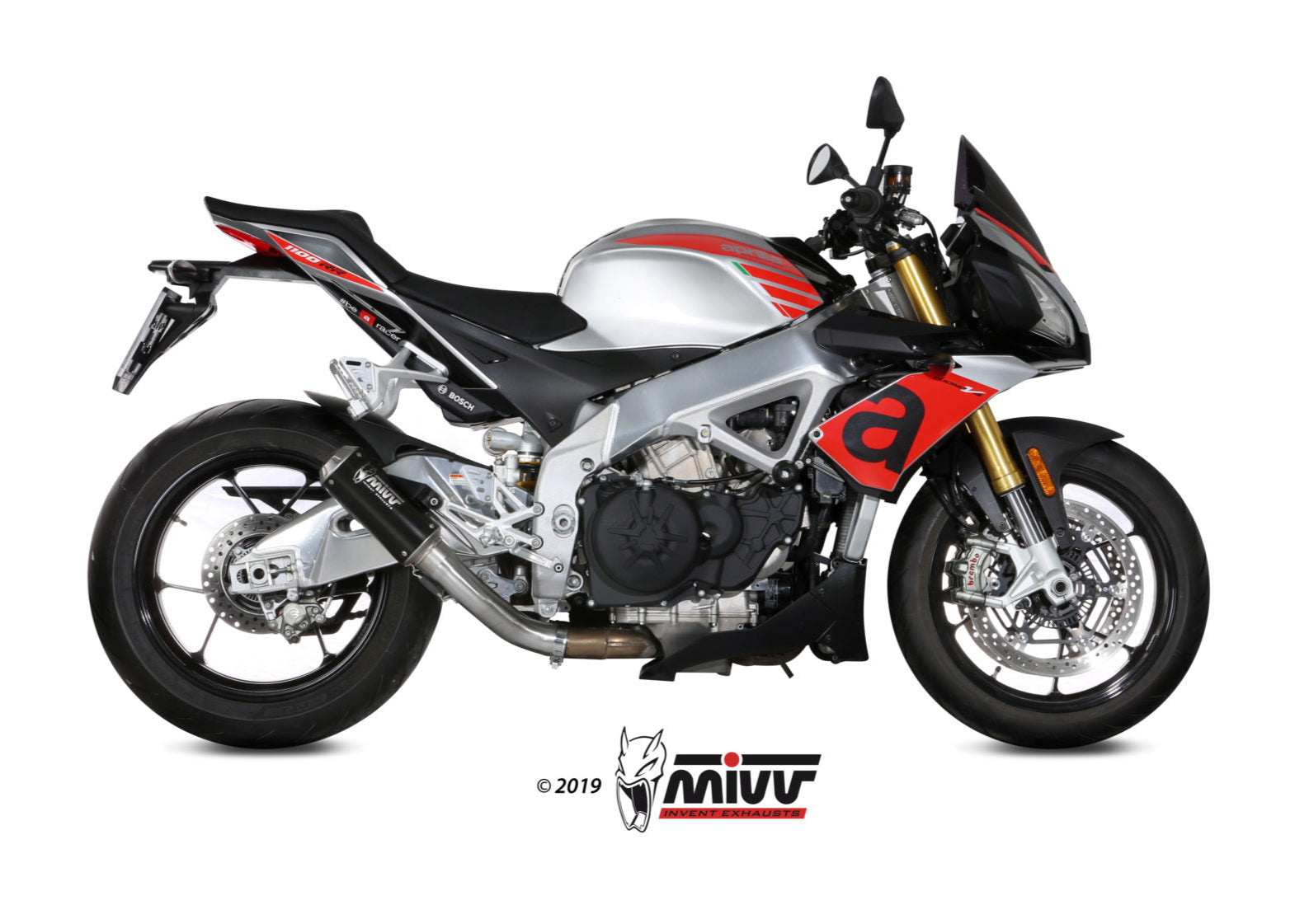 MIVV A.012 Aprilia TuonoV4 1100(18/20) Slip-on Exhaust "MK3" (black; not approved) – Accessories in the 2WheelsHero Motorcycle Aftermarket Accessories and Parts Online Shop