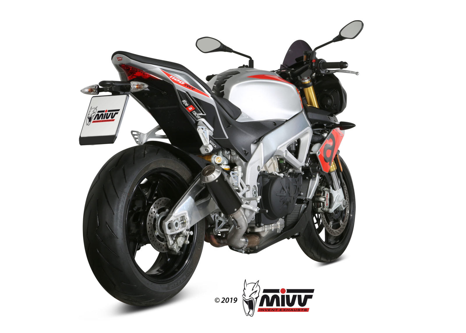 MIVV A.012 Aprilia TuonoV4 1100(18/20) Slip-on Exhaust "MK3" (black; not approved) – Accessories in the 2WheelsHero Motorcycle Aftermarket Accessories and Parts Online Shop