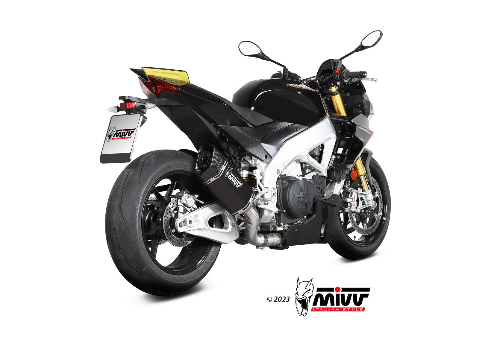 MIVV A.019 Aprilia Tuono V4 1100 (2021+) Slip-on Exhaust "SR-1" (black; not approved) – Accessories in the 2WheelsHero Motorcycle Aftermarket Accessories and Parts Online Shop