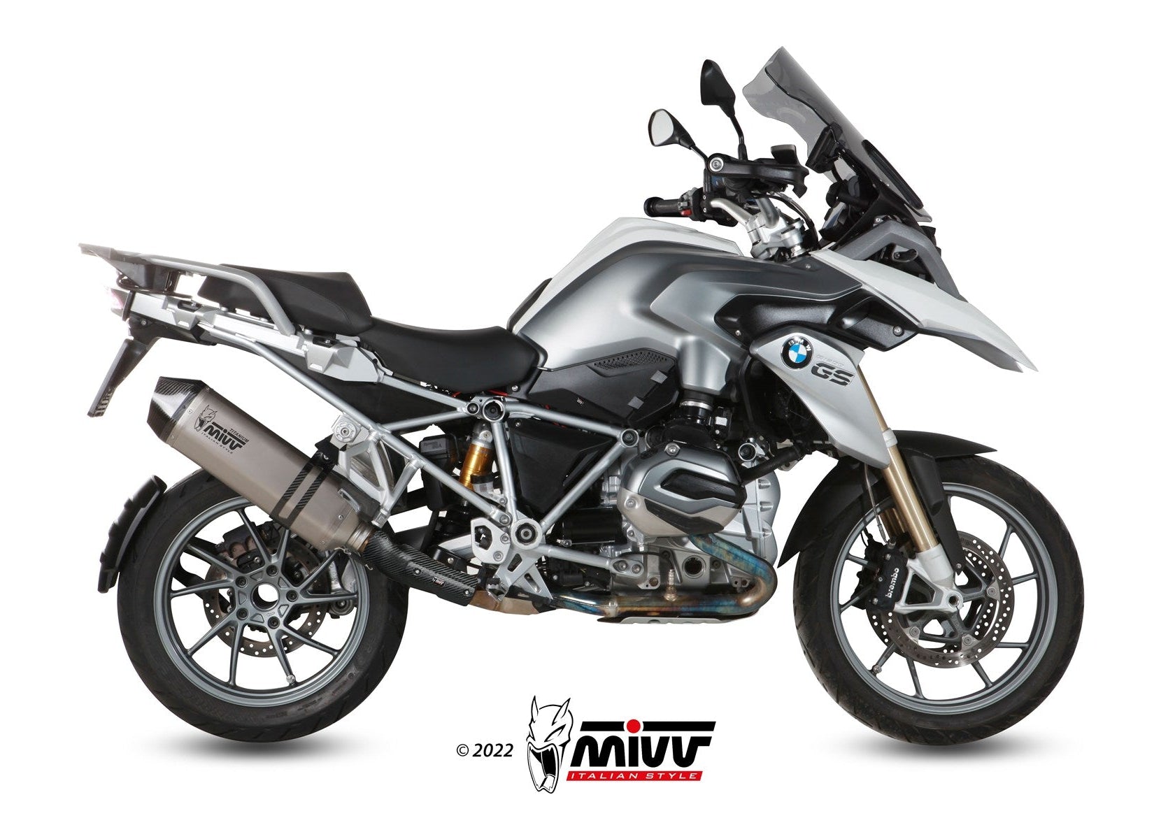 MIVV B.016 BMW R 1200 GS / Adventure (13 / 18) Slip-on Exhaust "Speed Edge" (titanium +carbon cap; approved) – Accessories in the 2WheelsHero Motorcycle Aftermarket Accessories and Parts Online Shop