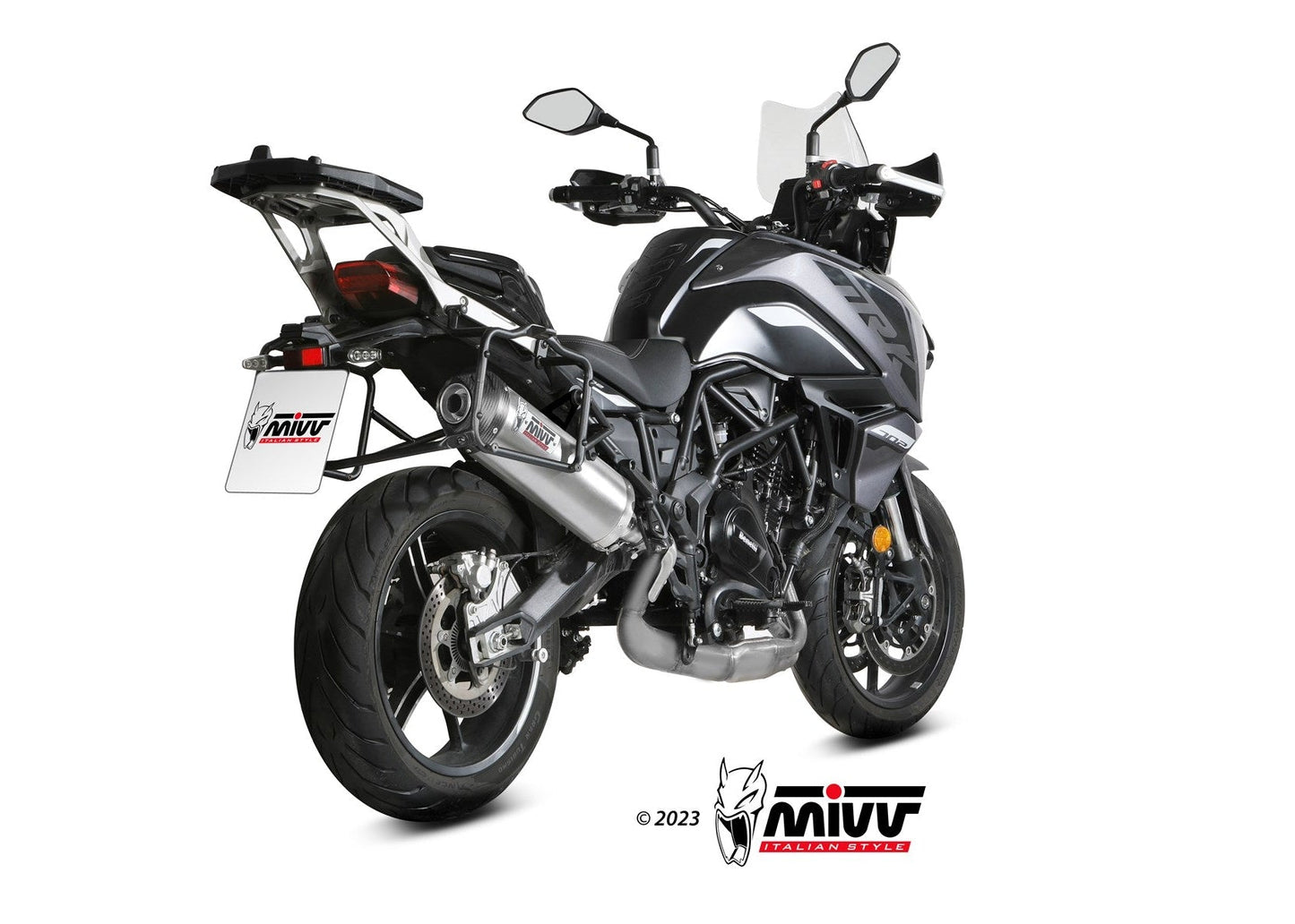 MIVV E.012 Benelli TRK 702/X (2023+) Slip-on Exhaust "Oval" (steel + carbon cap; approved) – Accessories in the 2WheelsHero Motorcycle Aftermarket Accessories and Parts Online Shop