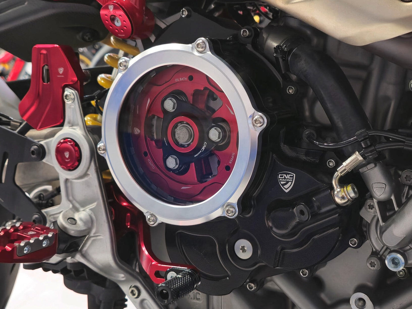 CNC RACING CA510 Ducati Hypermotard 698 Mono (2024+) Oil Bath Clear Clutch Cover (bi-color) – Accessories in the Motodeal Motorcycle Aftermarket Accessories and Parts Online Shop