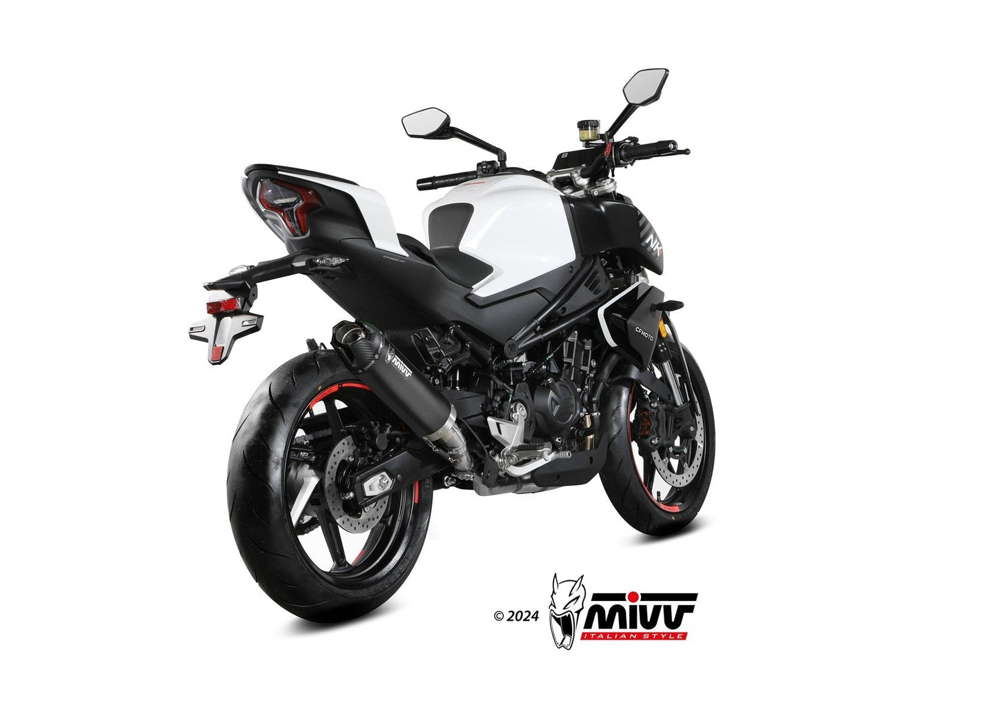 MIVV CF.004 CF MOTO 450NK ( 2023+ ) Slip-on Exhaust "AK-1" (black + carbon cap; approved) – Accessories in the 2WheelsHero Motorcycle Aftermarket Accessories and Parts Online Shop