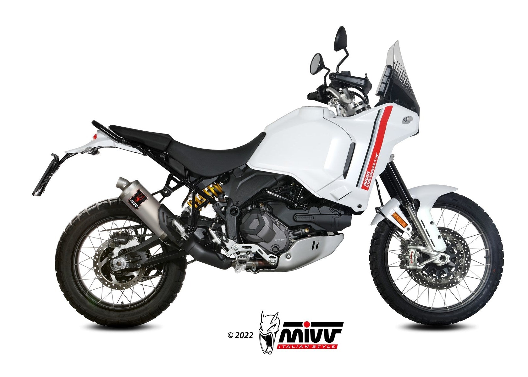 MIVV D.053 Ducati Desert X (2022+) Slip-on Exhaust "Dakar" (titanium ; approved) – Accessories in the 2WheelsHero Motorcycle Aftermarket Accessories and Parts Online Shop