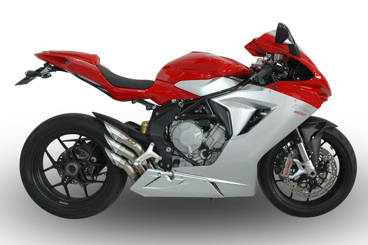 QD EXHAUST MV Agusta F3 (2012+) Triple Slip-on Exhaust "Power Gun" (silver; EU homologated) – Accessories in the 2WheelsHero Motorcycle Aftermarket Accessories and Parts Online Shop