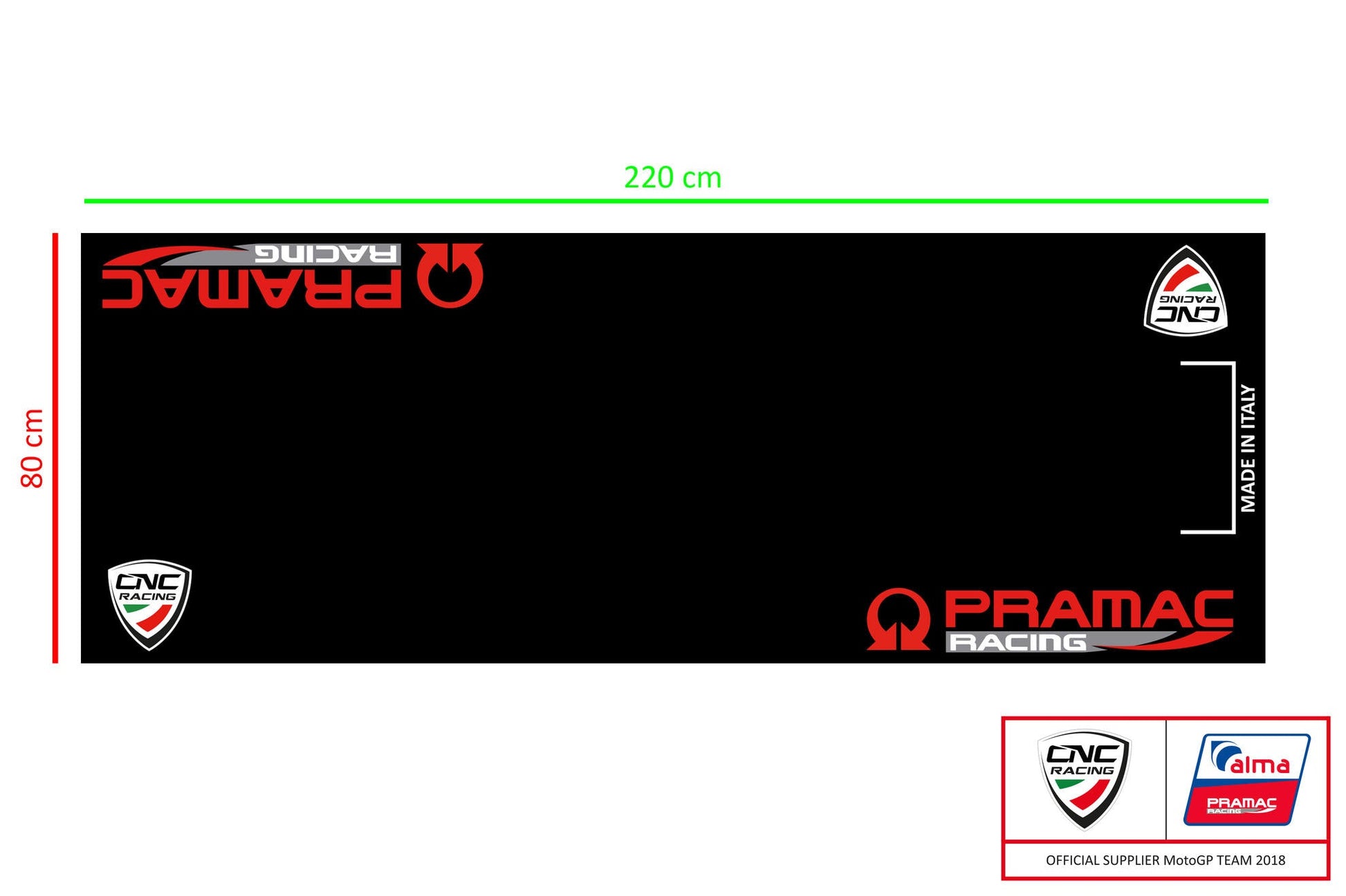 GA003BPR - CNC RACING GA003PR Garage Carpet (220 x 80 cm; Pramac Racing Limited Edition) – Accessories in the Motodeal Motorcycle Aftermarket Accessories and Parts Online Shop
