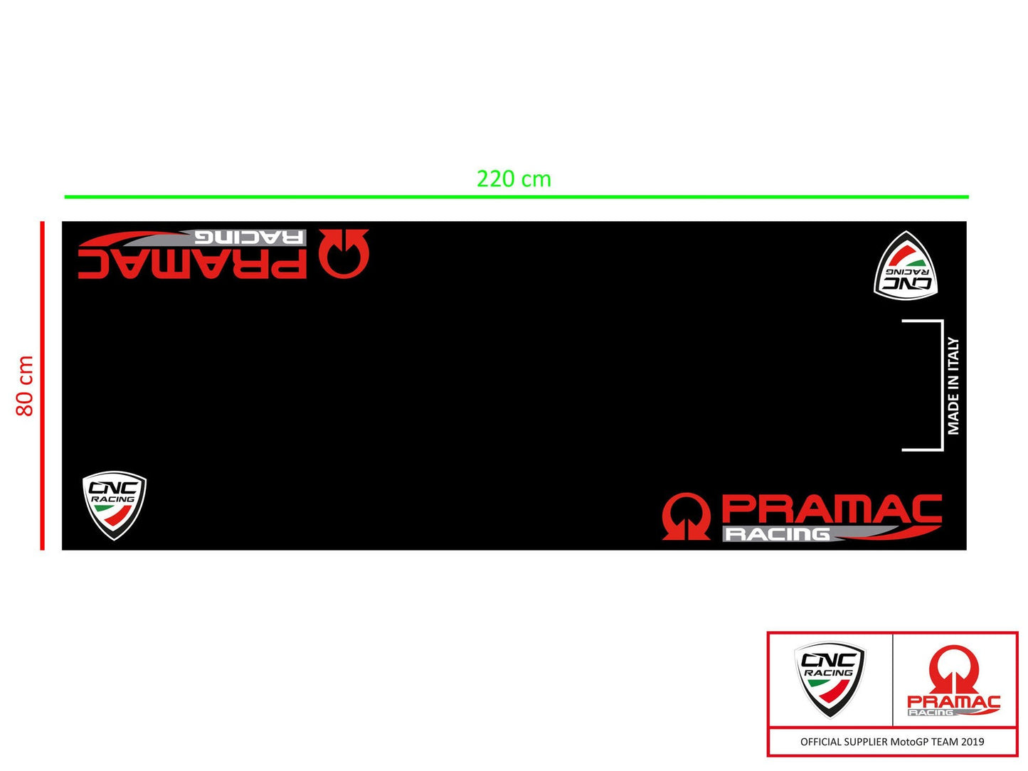 GA003BPR - CNC RACING GA003PR Garage Carpet (220 x 80 cm; Pramac Racing Limited Edition) – Accessories in the Motodeal Motorcycle Aftermarket Accessories and Parts Online Shop