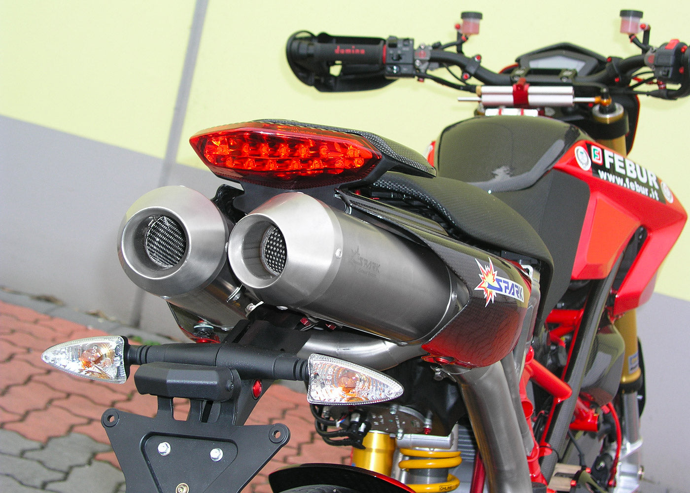 SPARK GDU1801 Ducati Hypermotard 796 / 1100 (07/12) Dual Slip-on Exhaust "Round" (EU homologated; titanium)