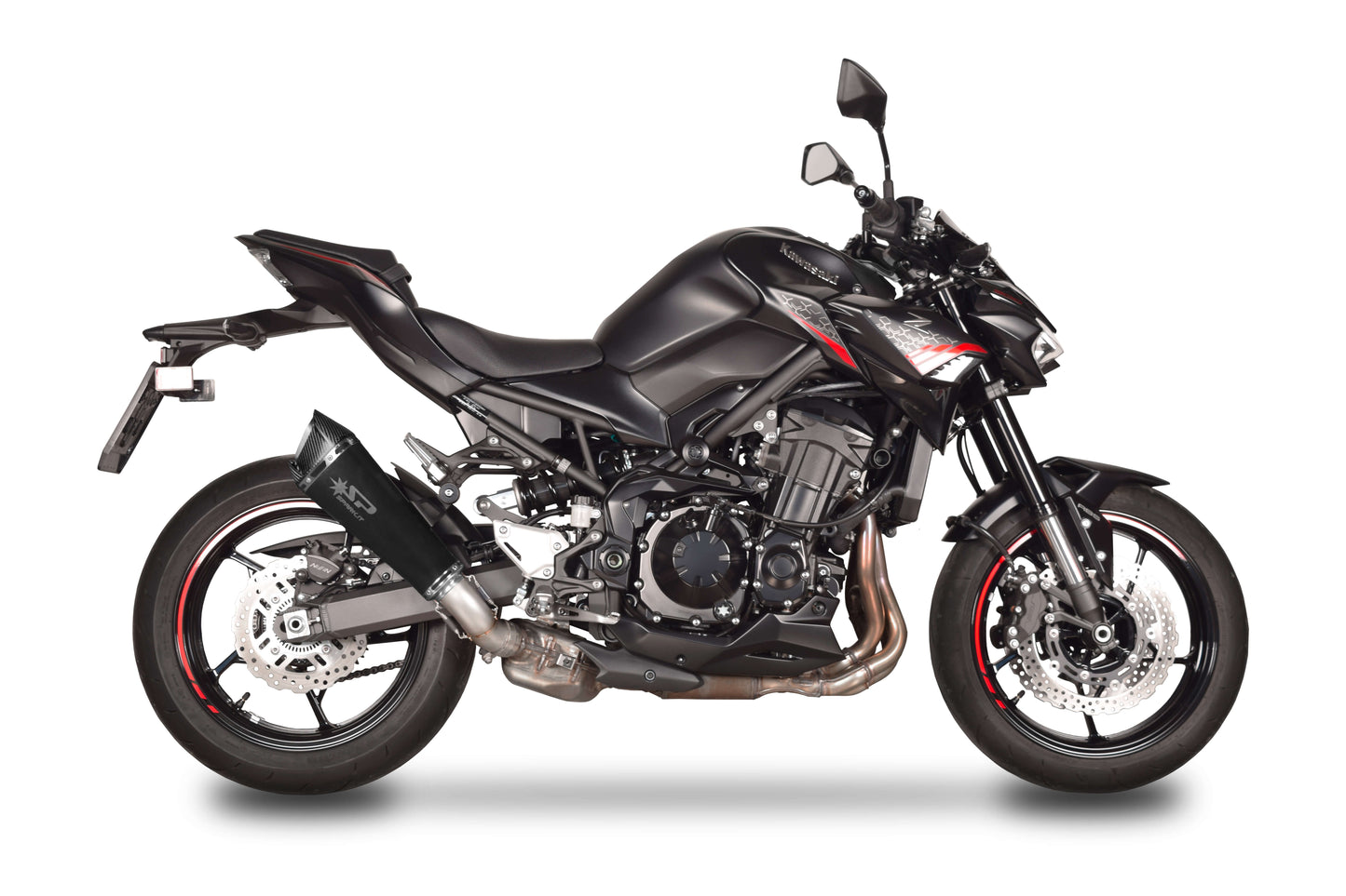 SPARK GKA0905 Kawasaki Z900 (2020+) Slip-on Exhaust "Konix" (EURO 5 approved; dark stainless steel)