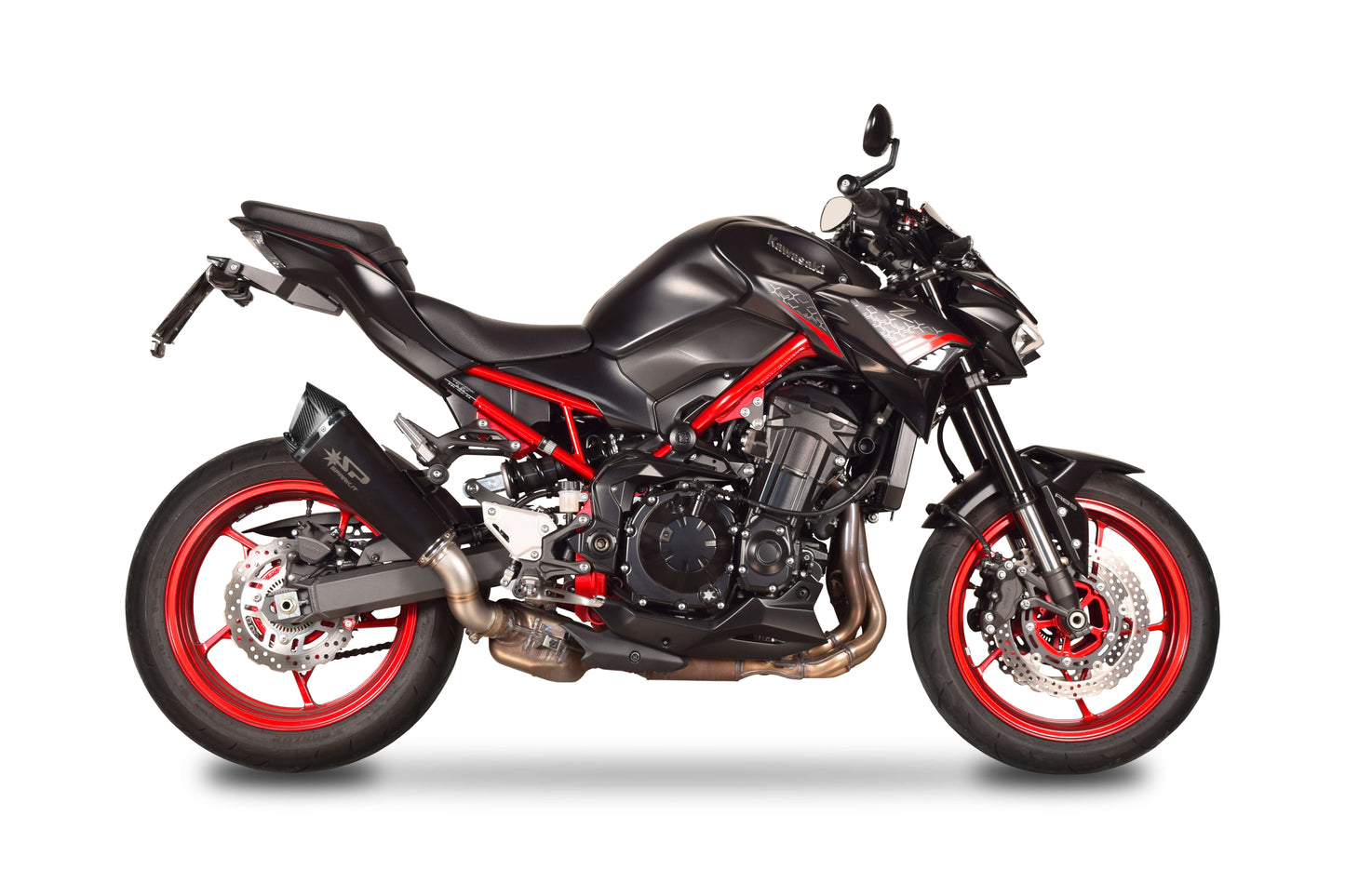 SPARK GKA0905 Kawasaki Z900 (2020+) Slip-on Exhaust "Konix" (EURO 5 approved; dark stainless steel)