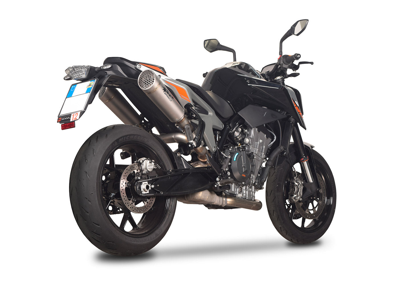 SPARK GKT0110 KTM 790 / 890 Duke (2018+) Titanium Semi-Full Double Exhaust System "GRID-O" (215 mm)