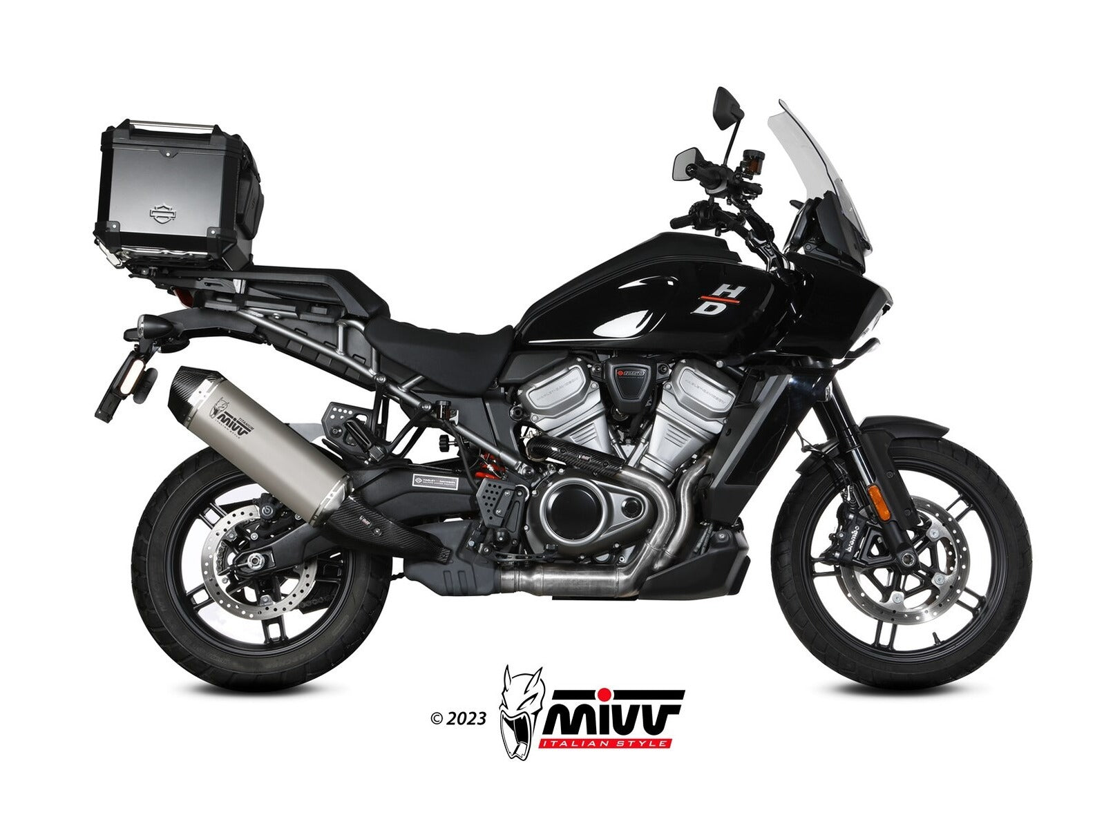 MIVV HD.003 HARLEY DAVIDSON PAN AMERICA / SPECIAL ( 2021+ ) Slip on Exhaust "Speed Edge" (titanium; approved) – Accessories in the 2WheelsHero Motorcycle Aftermarket Accessories and Parts Online Shop