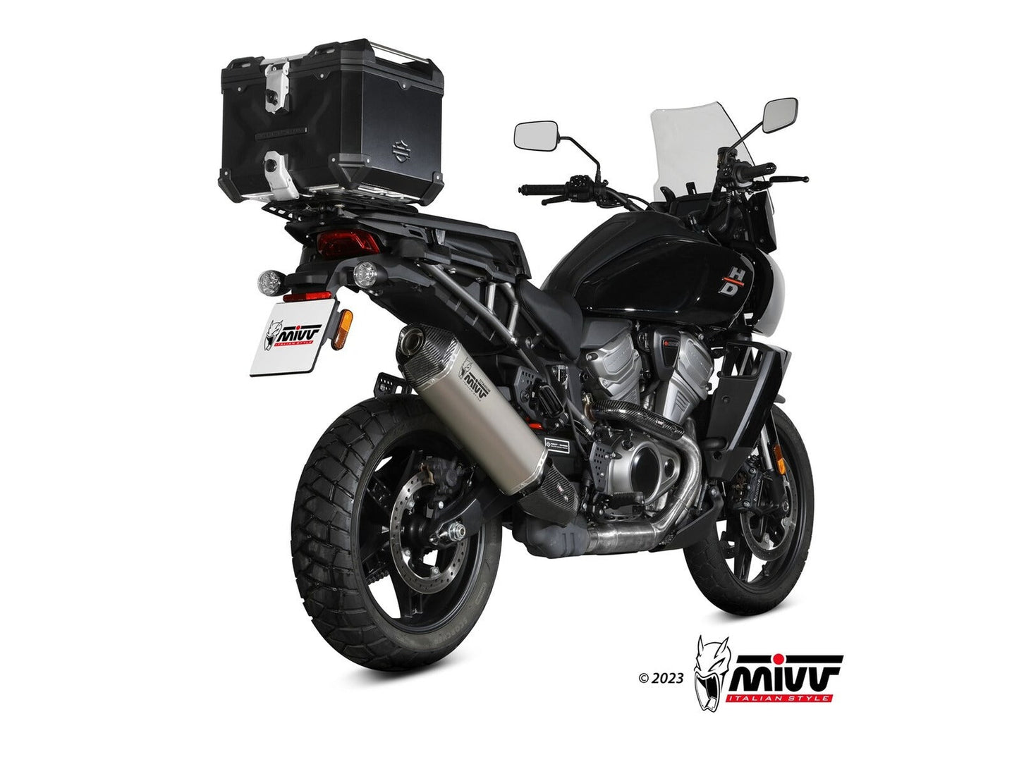 MIVV HD.003 HARLEY DAVIDSON PAN AMERICA / SPECIAL ( 2021+ ) Slip on Exhaust "Speed Edge" (titanium; approved) – Accessories in the 2WheelsHero Motorcycle Aftermarket Accessories and Parts Online Shop