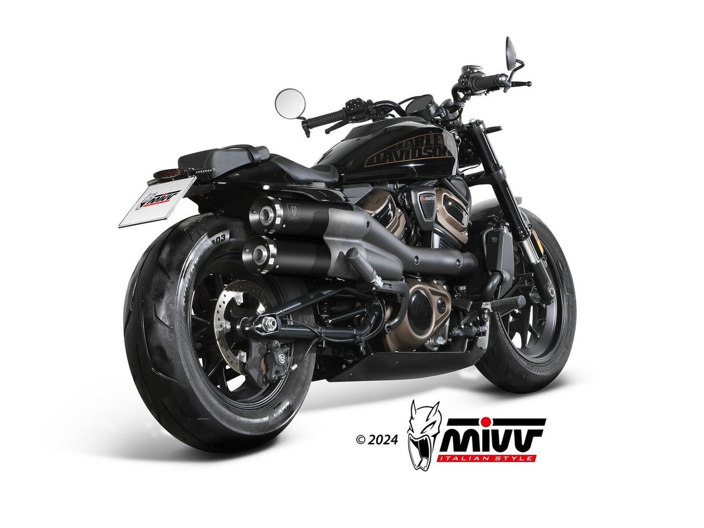 MIVV HD.004 HARLEY DAVIDSON SPORTSTER S ( 2021+ ) Dual Slip on Exhaust "HR-1" (black + aluminium back; approved) – Accessories in the 2WheelsHero Motorcycle Aftermarket Accessories and Parts Online Shop