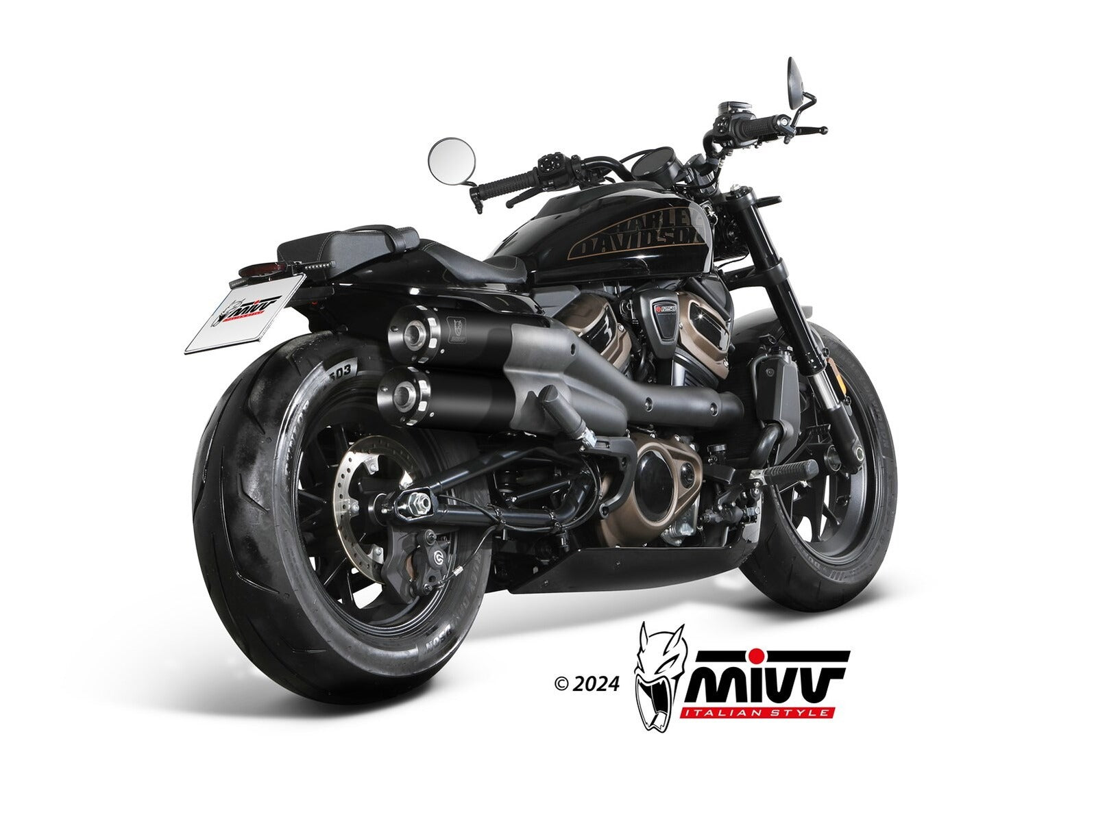 MIVV HD.004 HARLEY DAVIDSON SPORTSTER S ( 2021+ ) Dual Slip on Exhaust "HR-1" (black + aluminium back; approved) – Accessories in the 2WheelsHero Motorcycle Aftermarket Accessories and Parts Online Shop