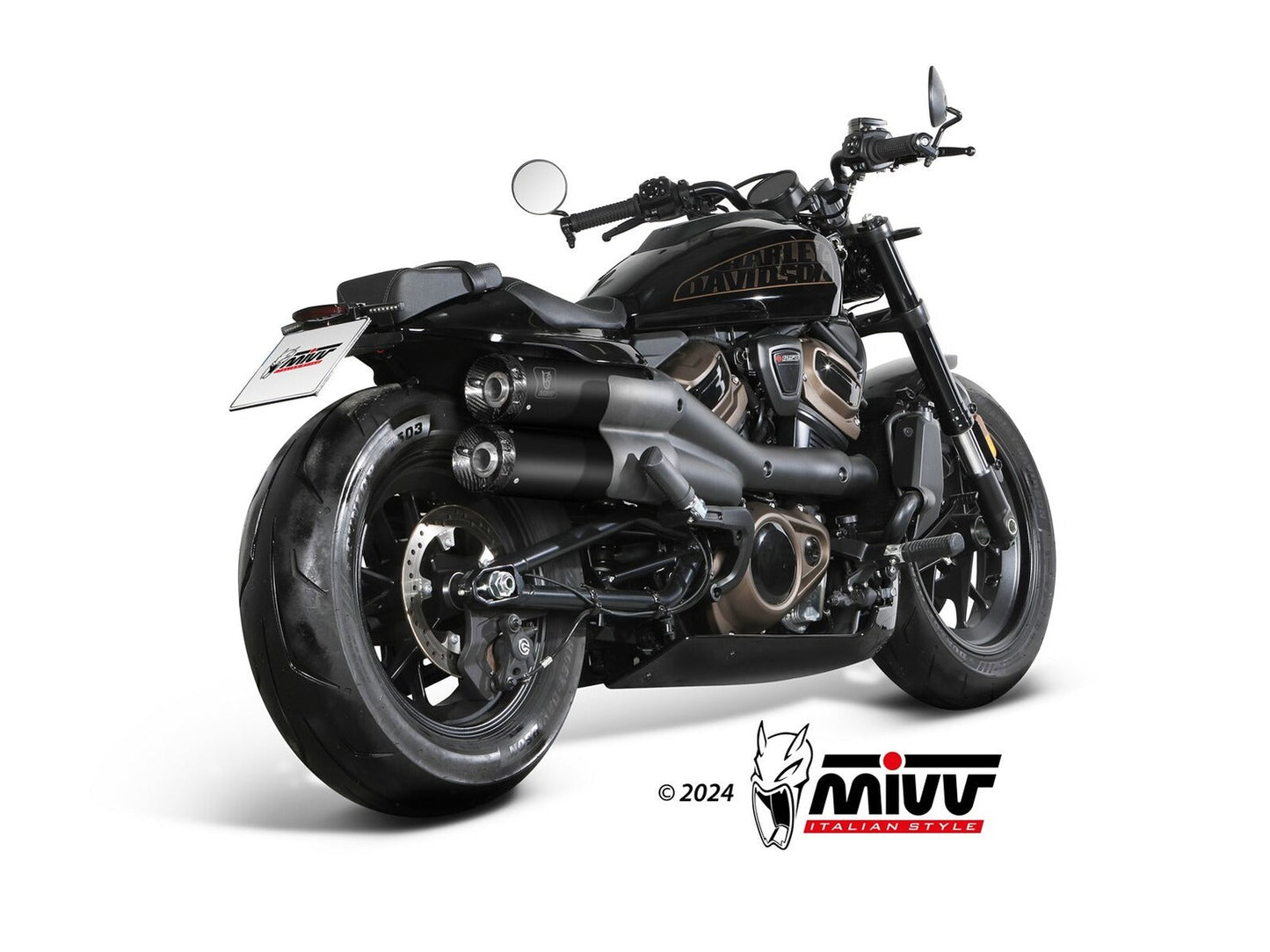 MIVV HD.004 HARLEY DAVIDSON SPORTSTER S ( 2021+ ) Dual Slip on Exhaust "HR-1" (black + short carbon back; approved) – Accessories in the 2WheelsHero Motorcycle Aftermarket Accessories and Parts Online Shop