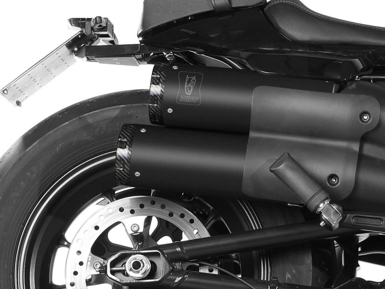 MIVV HD.004 HARLEY DAVIDSON SPORTSTER S ( 2021+ ) Dual Slip on Exhaust "HR-1" (black + short carbon back; approved) – Accessories in the 2WheelsHero Motorcycle Aftermarket Accessories and Parts Online Shop