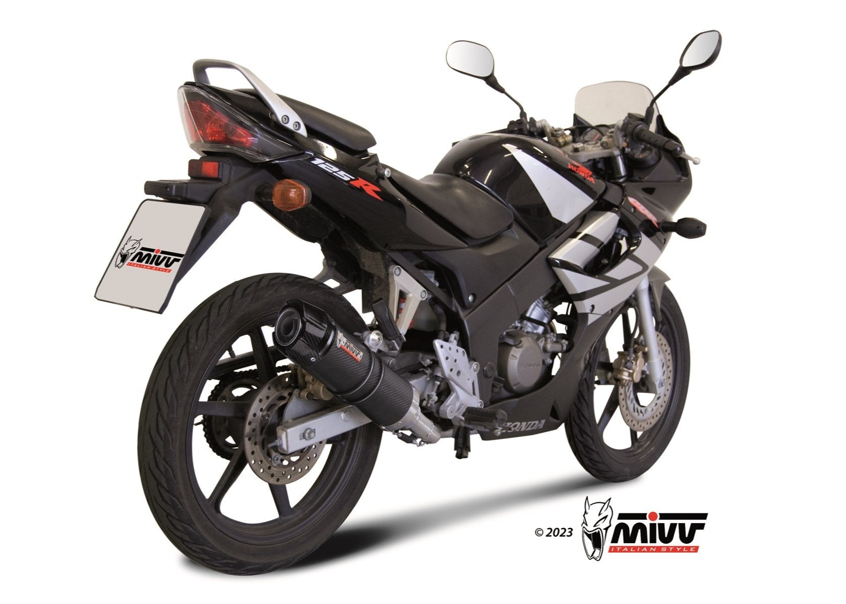MIVV H.043 HONDA CBR 125 R ( 2004 / 10 ) Full System Exhaust "GP" (carbon + cap; approved) – Accessories in the 2WheelsHero Motorcycle Aftermarket Accessories and Parts Online Shop
