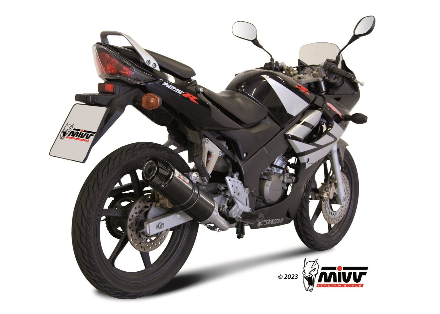 MIVV H.043 HONDA CBR 125 R ( 2004 / 10 ) Full System Exhaust "GP" (black + carbon cap; approved) – Accessories in the 2WheelsHero Motorcycle Aftermarket Accessories and Parts Online Shop