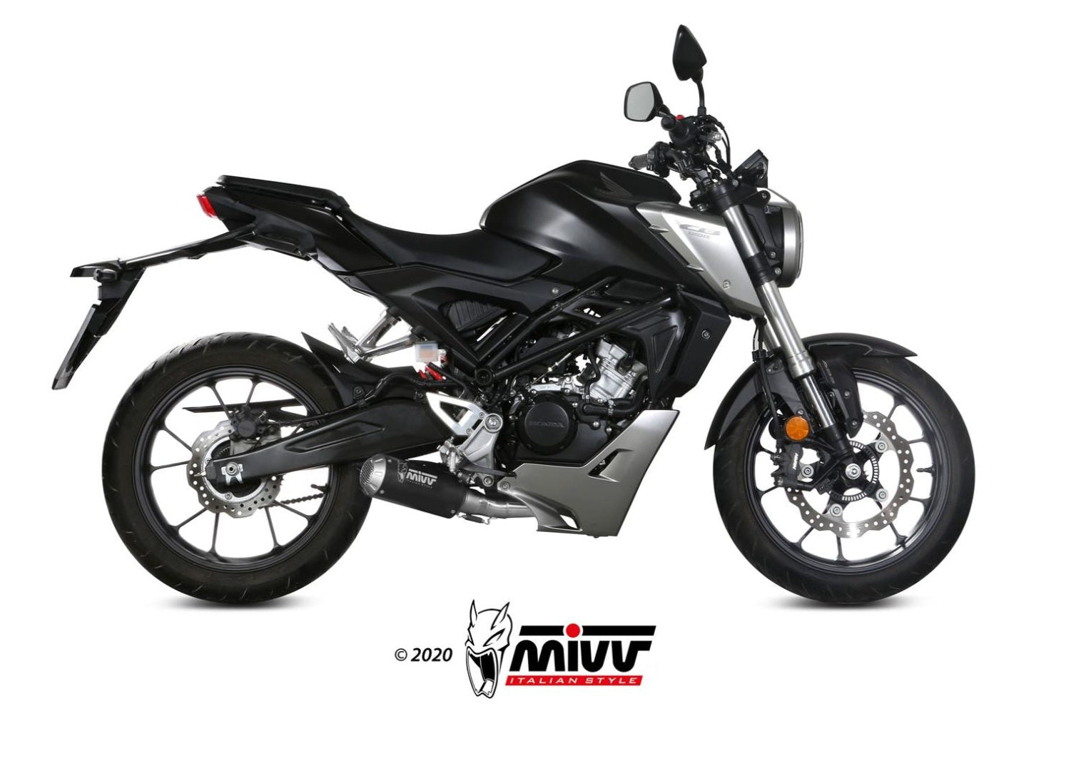 MIVV H.076 HONDA CB 125 R ( 2018 / 20 ) Full System Exhaust "MK3" (black; not approved) – Accessories in the 2WheelsHero Motorcycle Aftermarket Accessories and Parts Online Shop