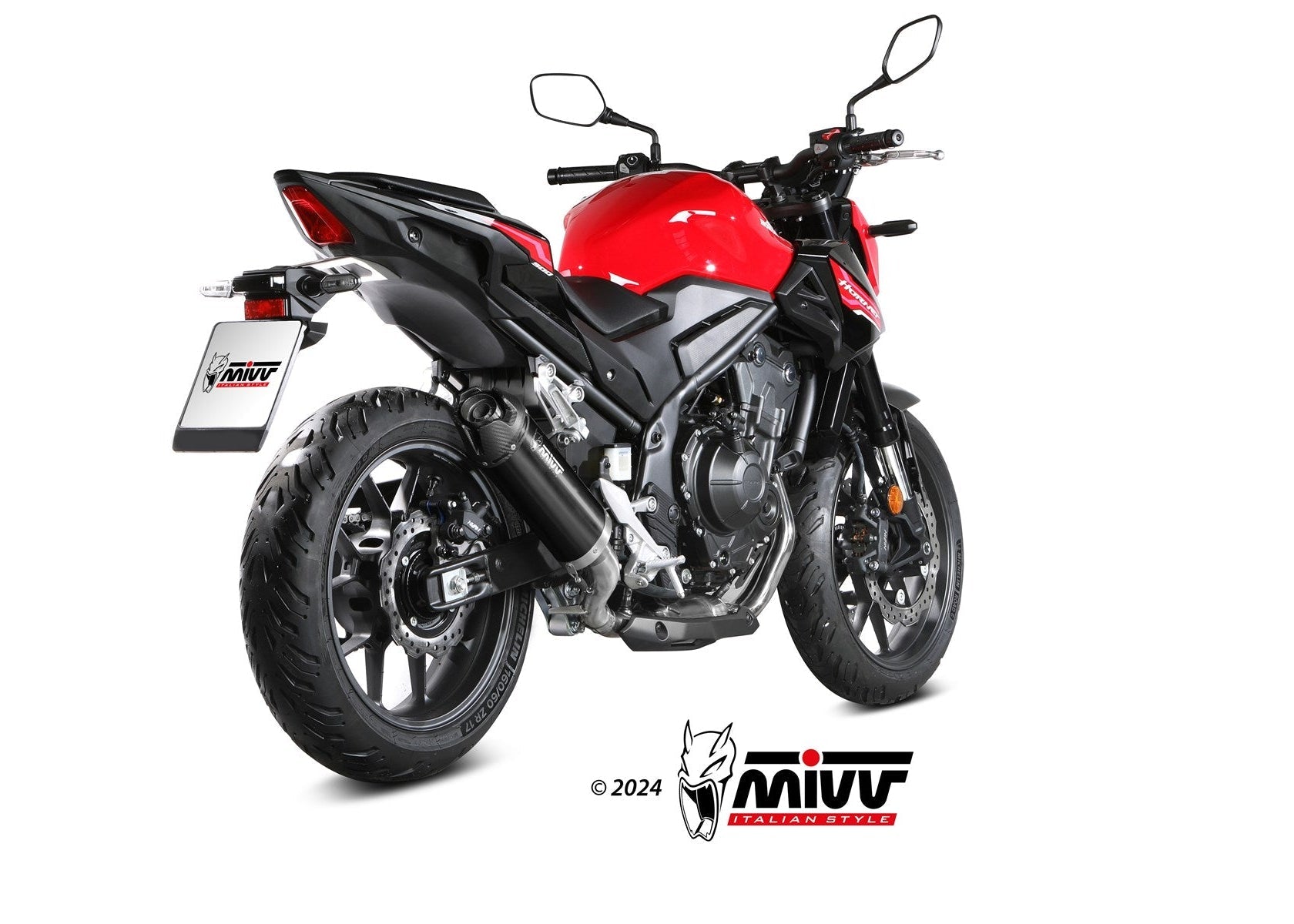 MIVV H.093 HONDA CB 500 Hornet ( 2024 + ) Slip-On Exhaust "AK-1" (black + carbon cap; approved) – Accessories in the 2WheelsHero Motorcycle Aftermarket Accessories and Parts Online Shop