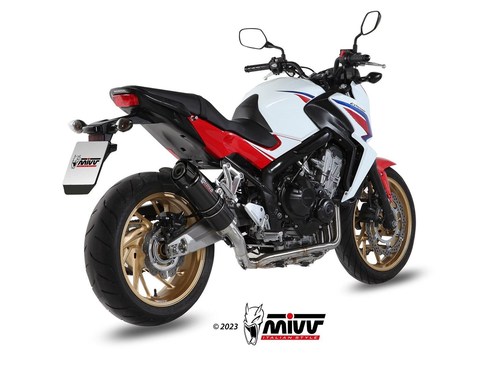 MIVV H.055 HONDA CB 650 F ( 2014 / 18 ) Full System Exhaust "GP" (carbon+cap; approved) – Accessories in the 2WheelsHero Motorcycle Aftermarket Accessories and Parts Online Shop