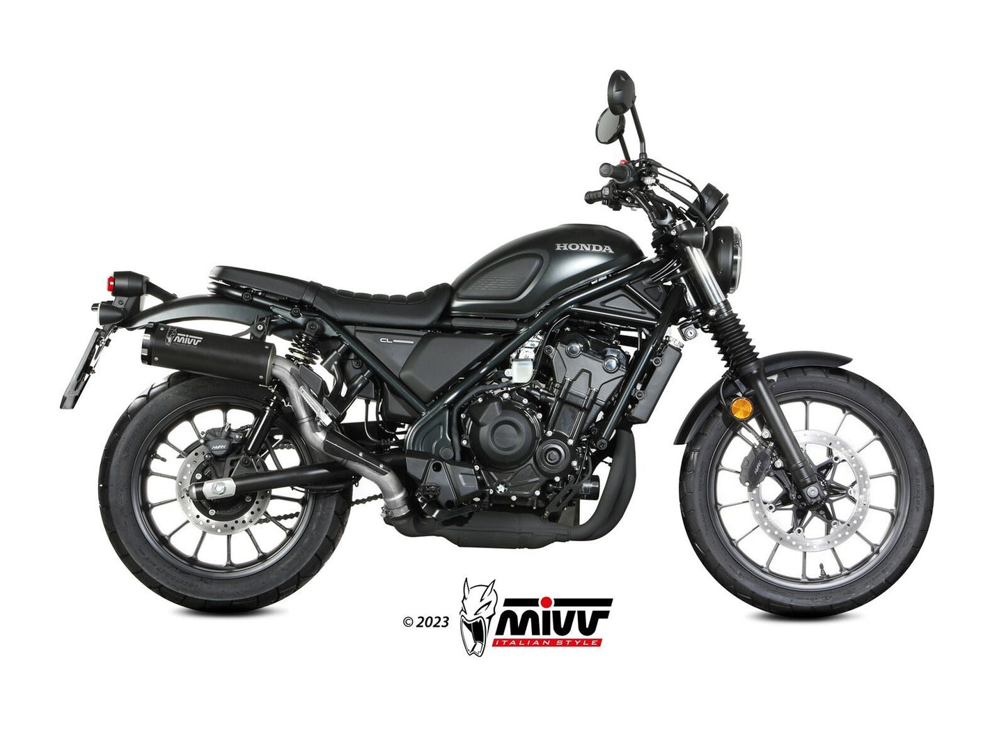 MIVV H.090 Honda CL 500 ( 2023+ ) Slip-on Exhaust "HR-1" (black + aluminium back; approved) – Accessories in the 2WheelsHero Motorcycle Aftermarket Accessories and Parts Online Shop