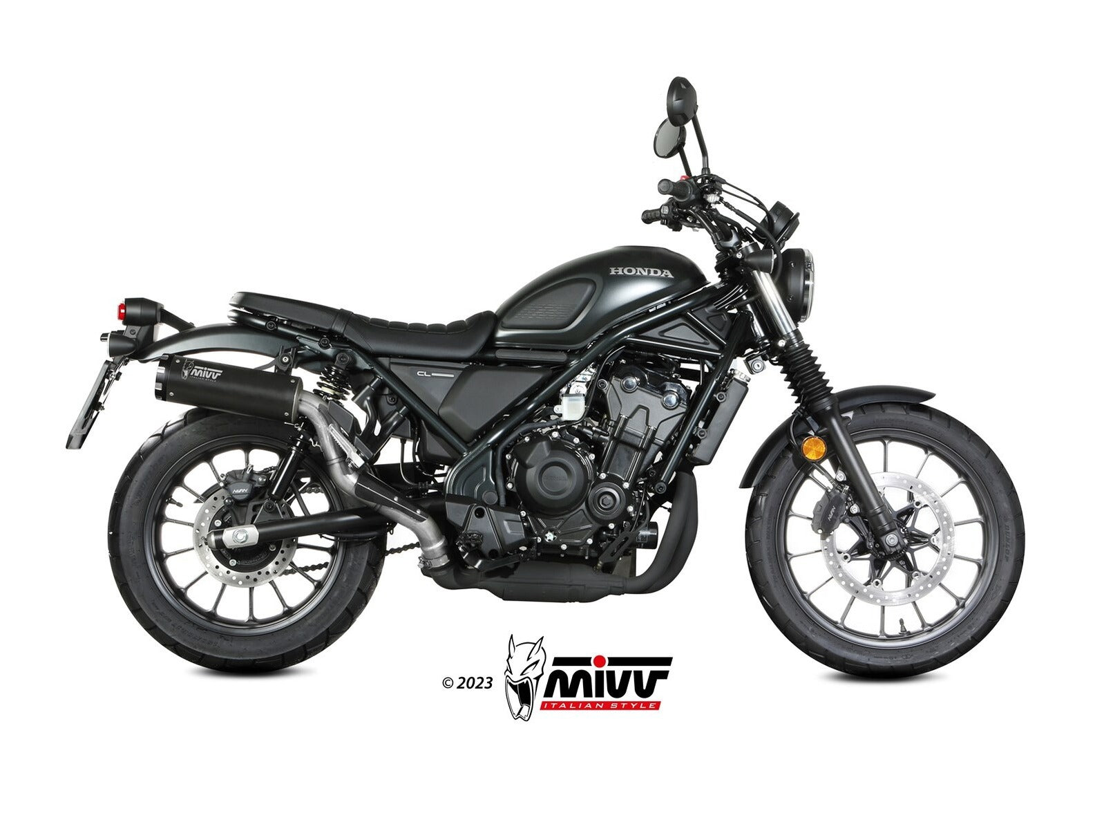 MIVV H.090 Honda CL 500 ( 2023+ ) Slip-on Exhaust "HR-1" (black + aluminium back; approved) – Accessories in the 2WheelsHero Motorcycle Aftermarket Accessories and Parts Online Shop