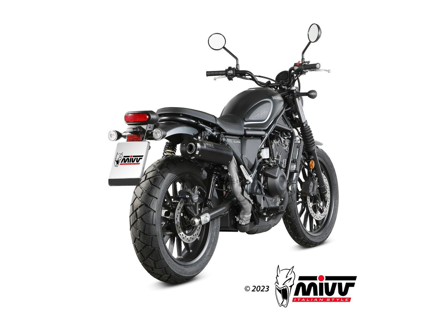 MIVV H.090 Honda CL 500 ( 2023+ ) Slip-on Exhaust "HR-1" (black + aluminium back; approved) – Accessories in the 2WheelsHero Motorcycle Aftermarket Accessories and Parts Online Shop