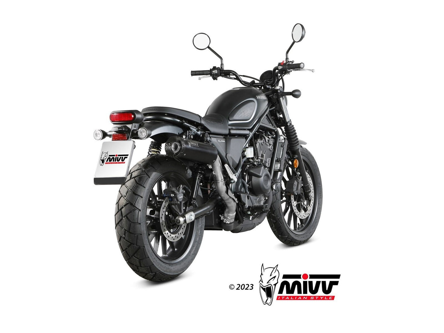MIVV H.090 Honda CL 500 ( 2023+ ) Slip-on Exhaust "HR-1" (black + short carbon cap back; approved) – Accessories in the 2WheelsHero Motorcycle Aftermarket Accessories and Parts Online Shop